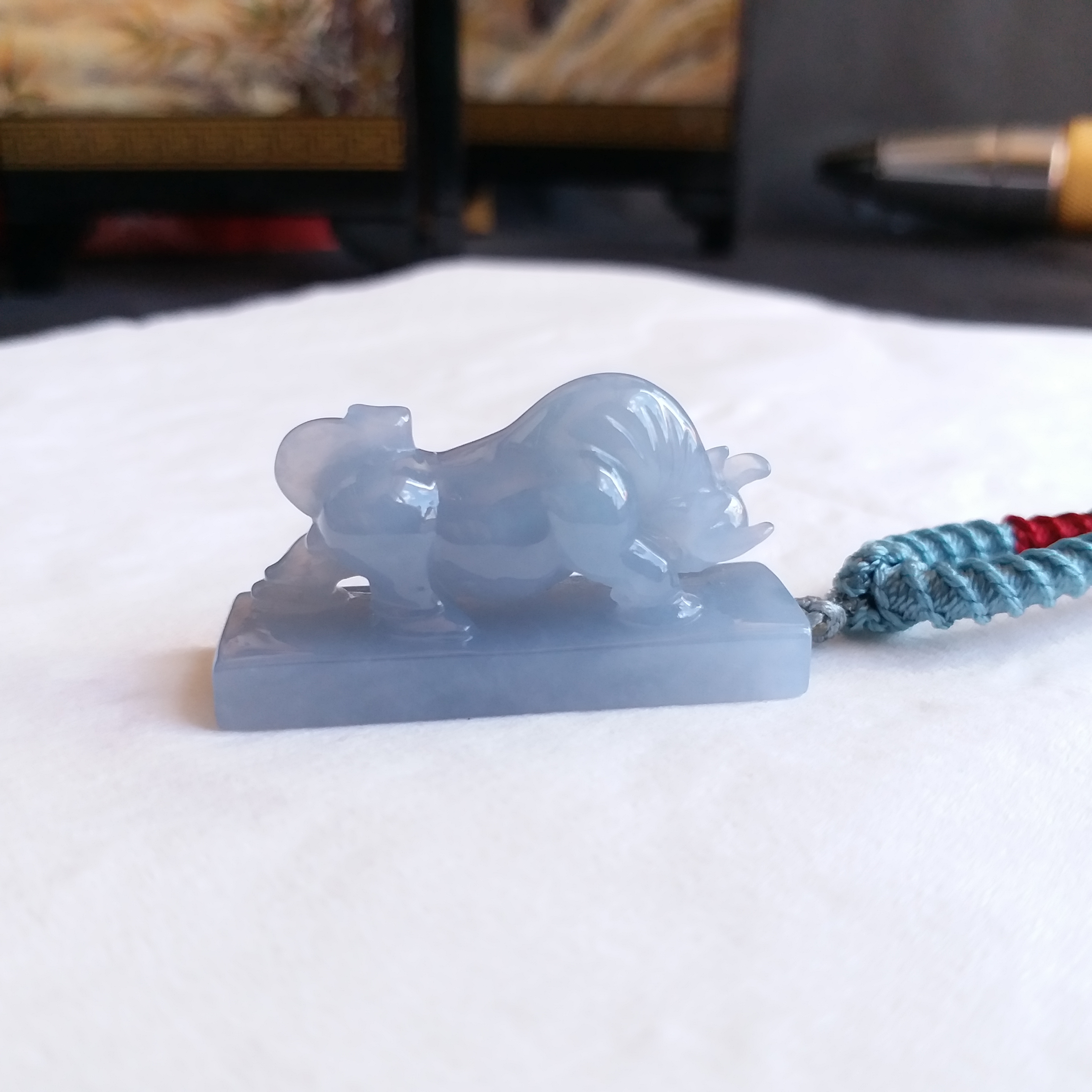 「紫氣東來，牛氣衝天｣吊墜, 天然翡翠A玉, 緬甸玉, Jade, Jadeite