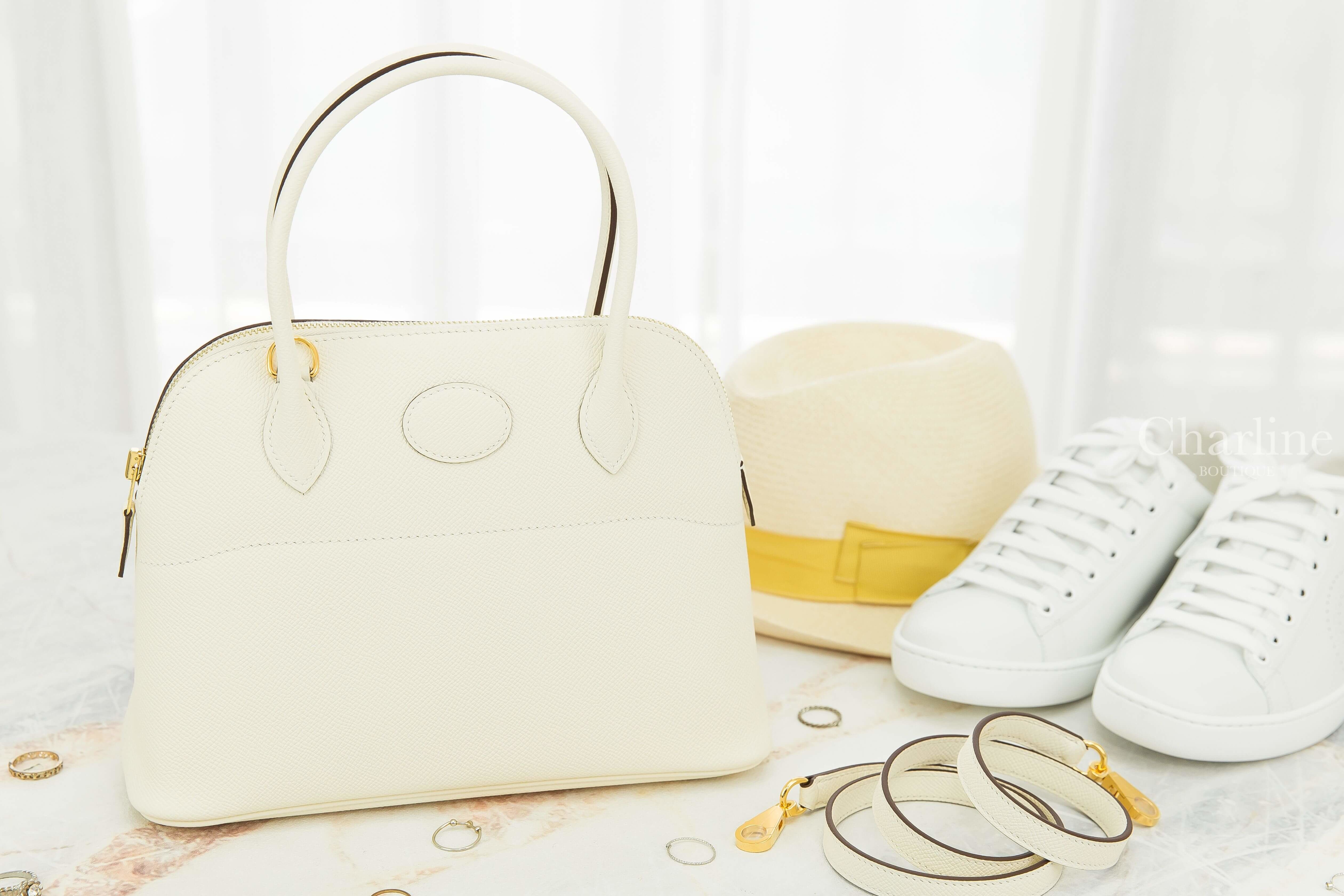 Hermès Bolide 27cm I2 Nata Veau Epsom 奶油白金釦手提肩背包