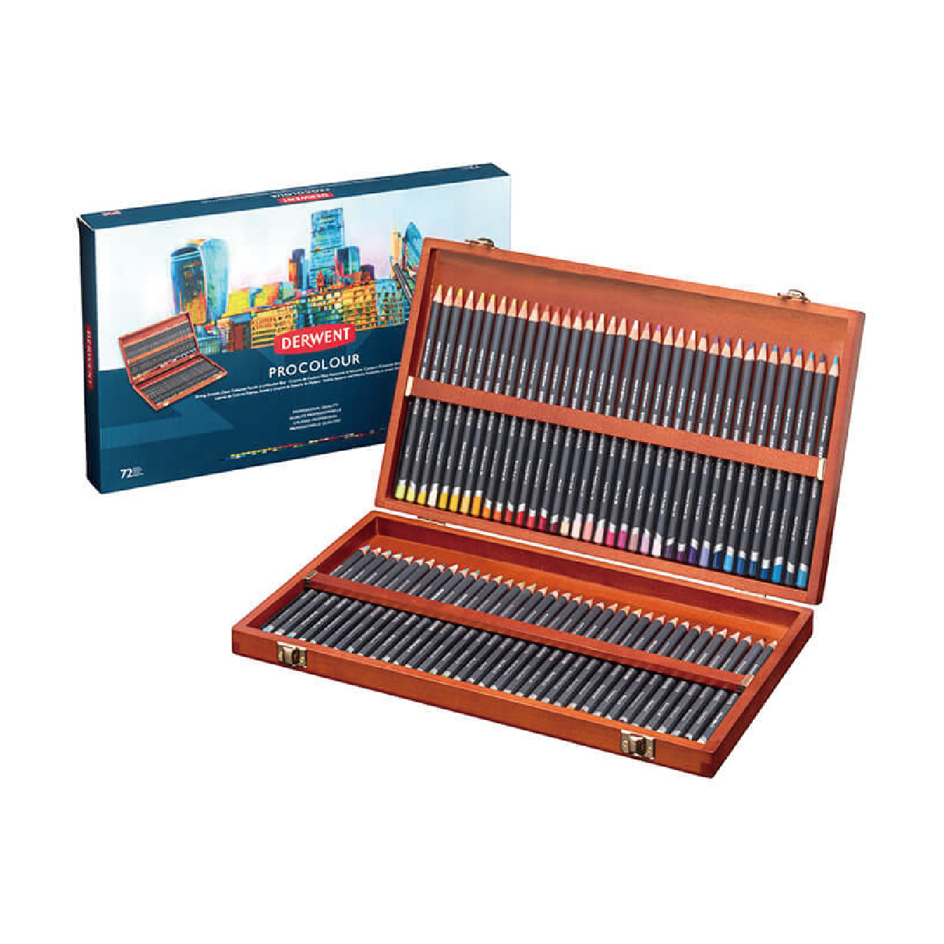 【DERWENT 德爾文】 PROCOLOUR油性色鉛72色-木盒裝 DW2302524