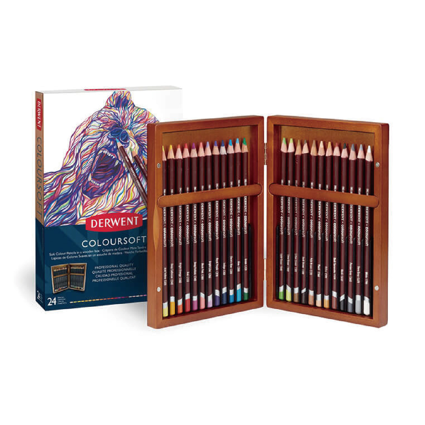 【DERWENT 德爾文】 軟性色鉛24色-木盒裝 DW2300153