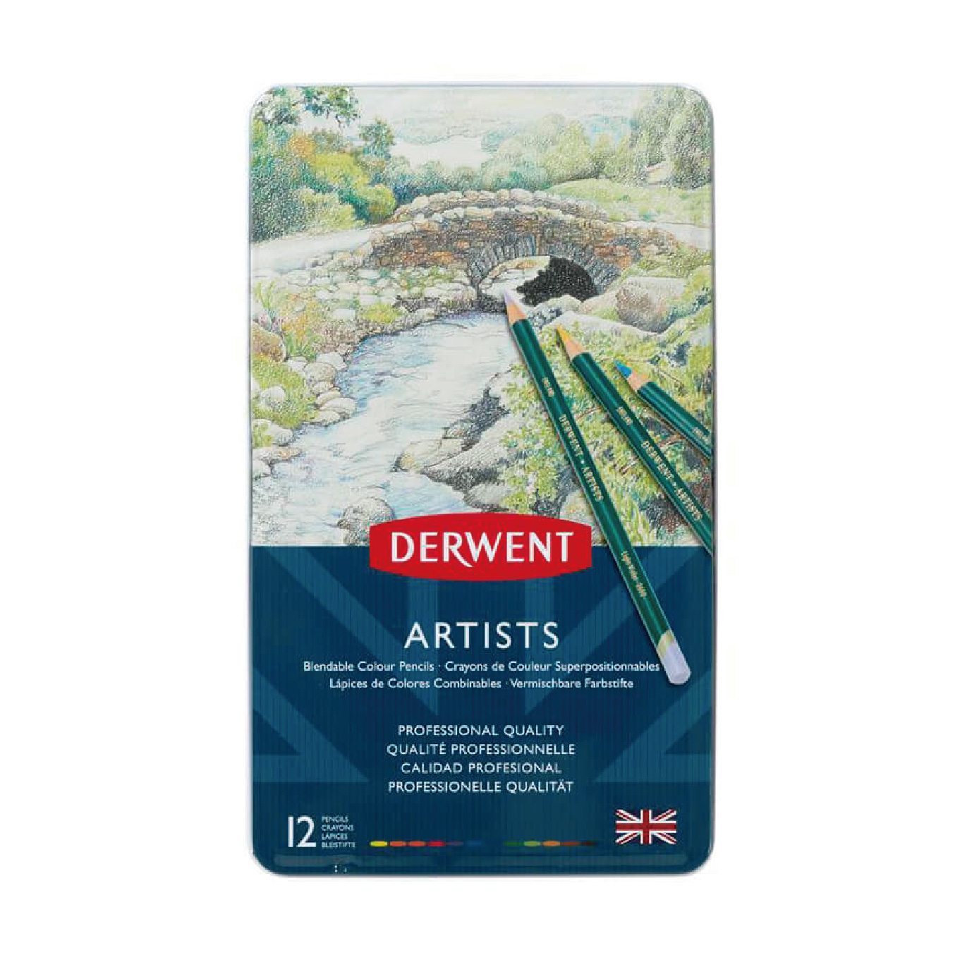 【DERWENT 德爾文】油性色鉛12色-鐵盒裝 DW32092