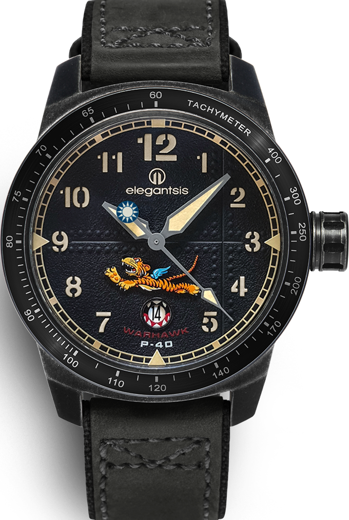 萬年鐘錶 - elegantsis 愛樂時  飛虎隊- 黑  ELJX48MAS-FT-NEB01LC   錶徑45.5MM