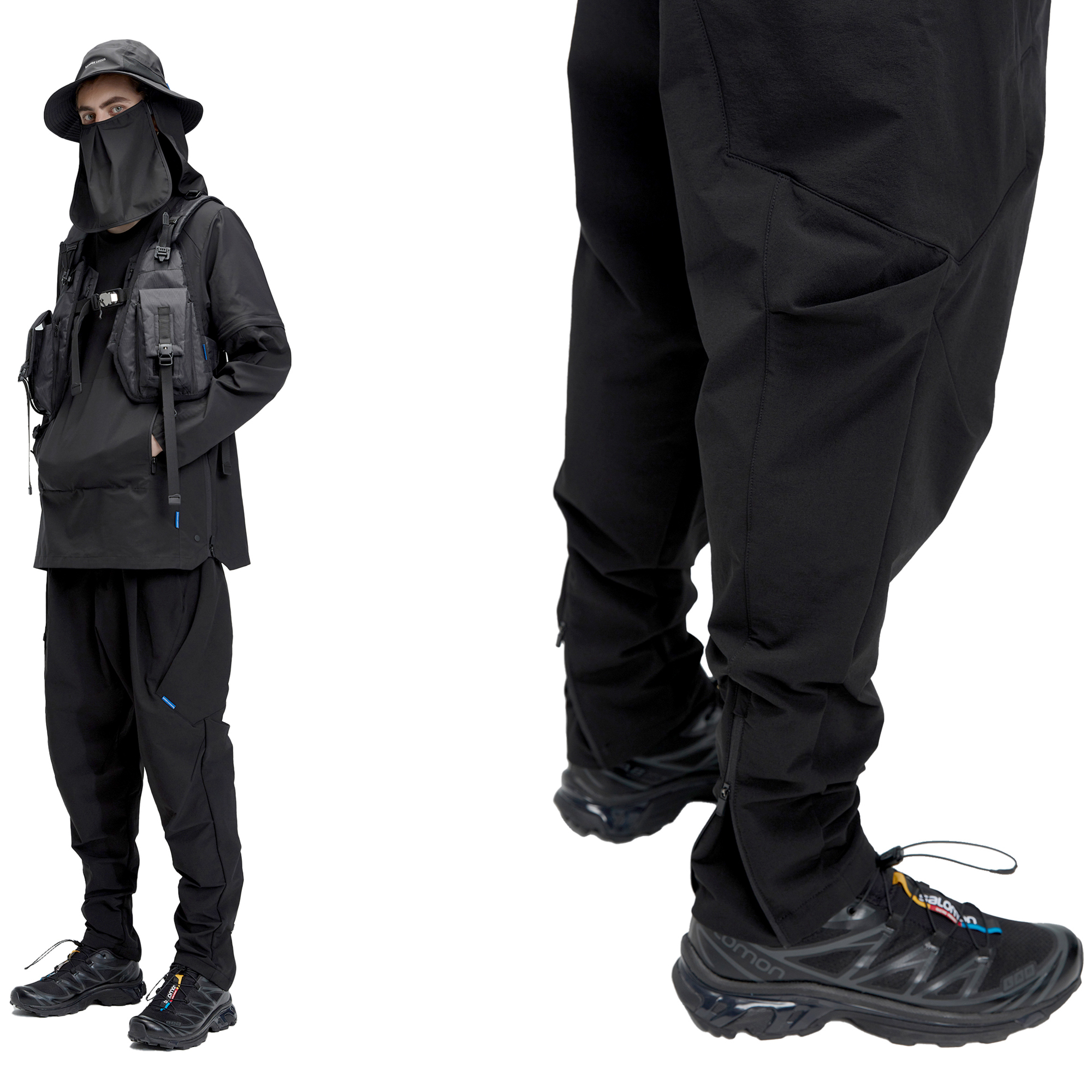 RL | REINDEE LUSION 20SS 斜插式剪裁多褶錐形束腳馬蹄長褲