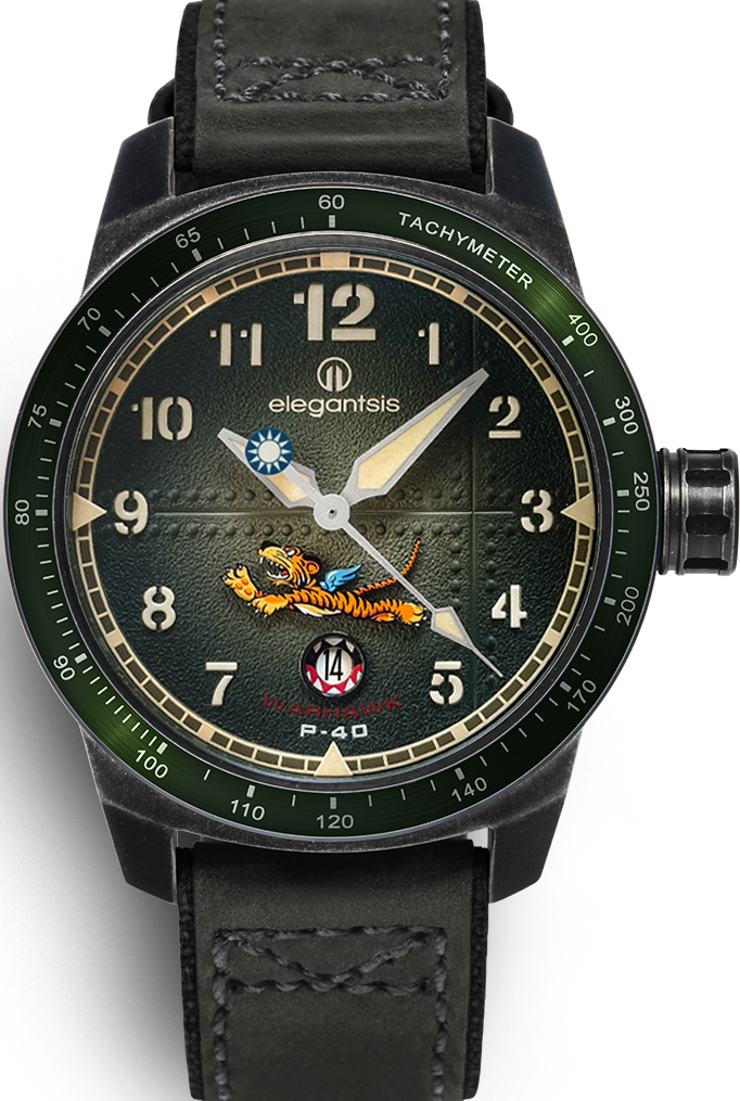 萬年鐘錶 - elegantsis 愛樂時  飛虎隊-  綠  ELJX48MAS-FT-NEG02LC  錶徑45.5MM