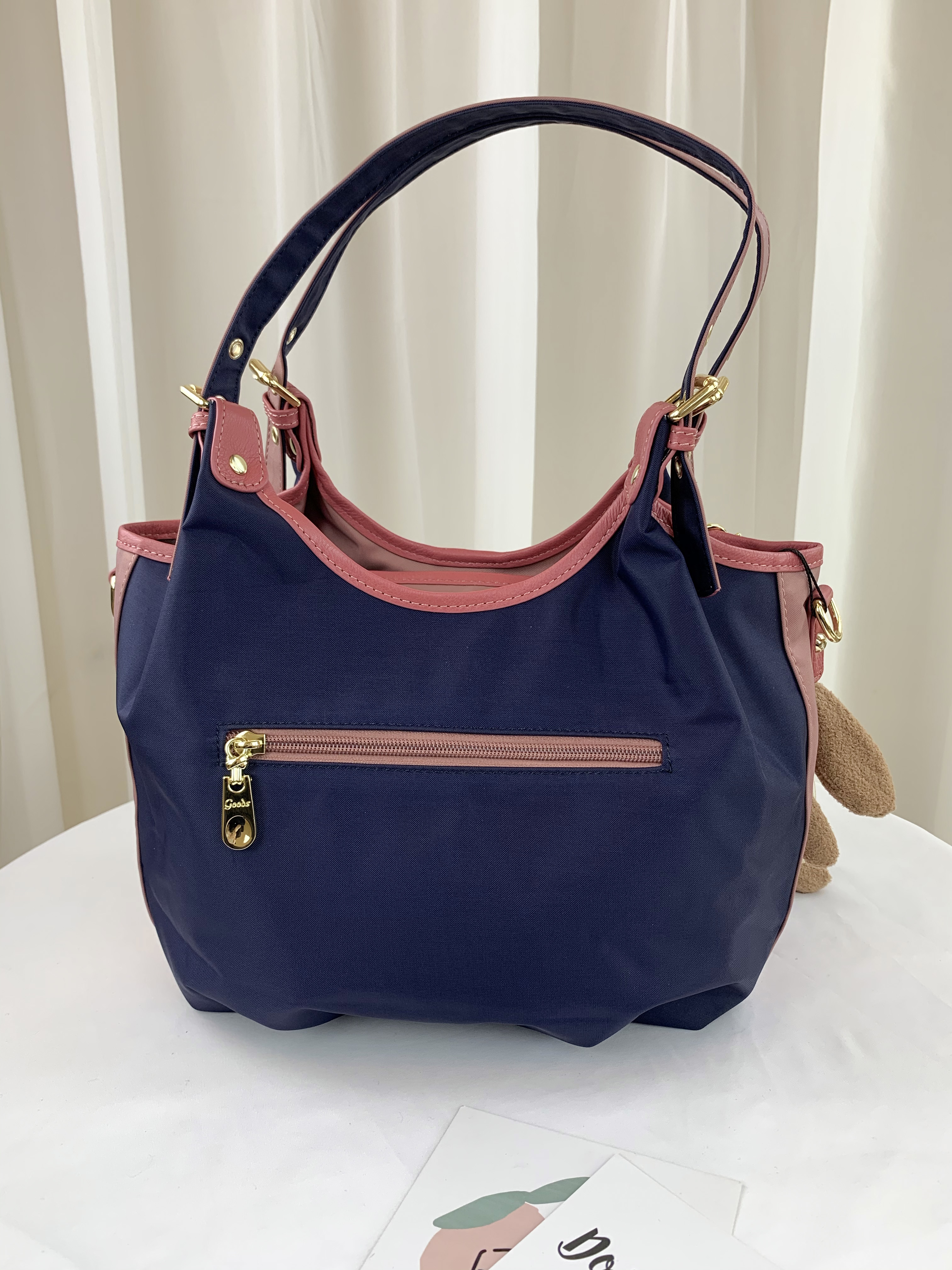 GOODS 織帶藍粉 尼龍防潑水手提包 / 側背包  #2520