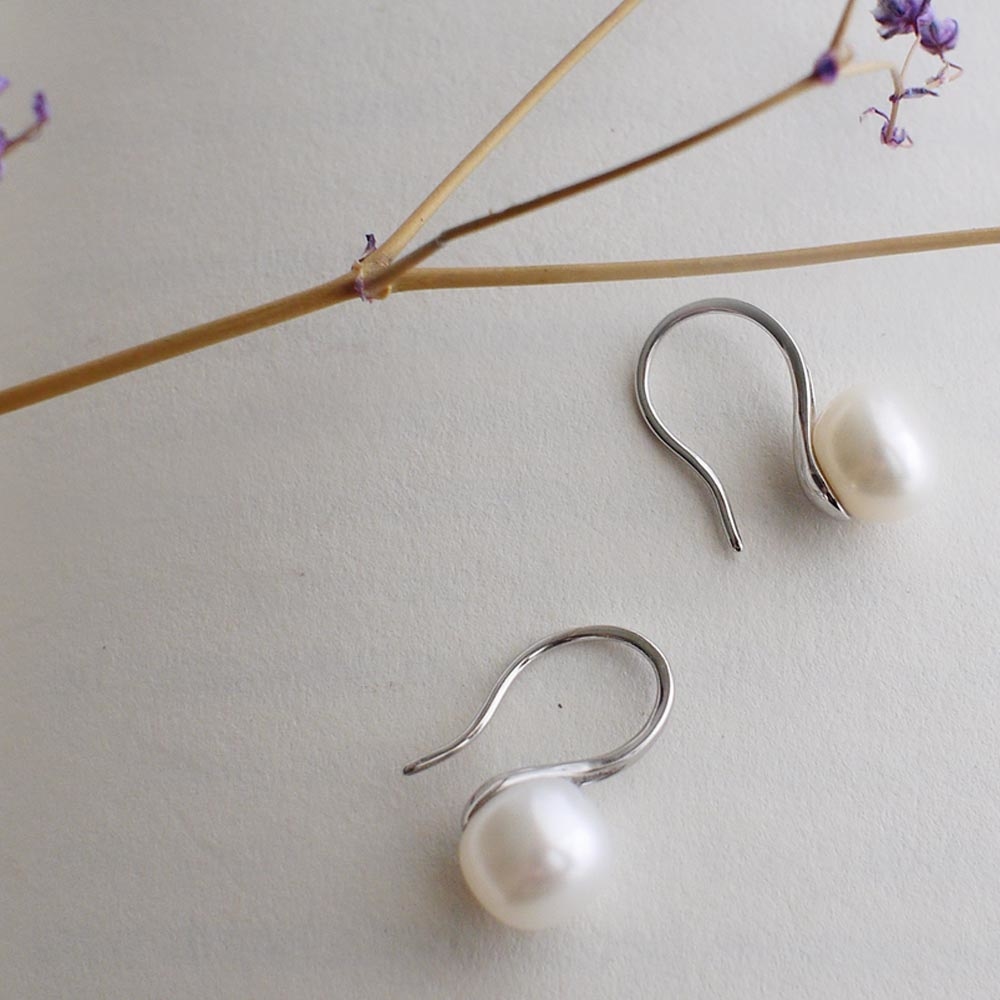 珍珠湯匙純銀耳環(淡水珍珠)/SE894N