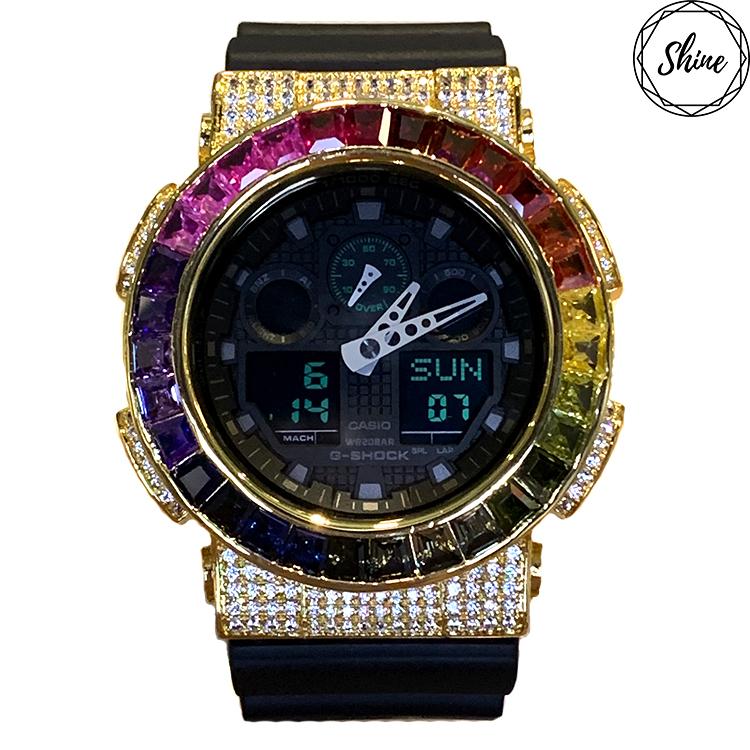 金色 改裝手錶 GA-100MB-1A - 彩虹