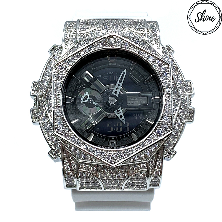 銀色 改裝手錶 GA-110GW-7A - 玫瑰