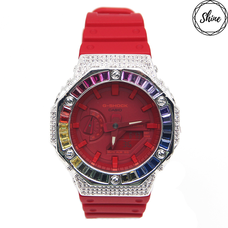 銀色 改裝手錶 GA-2100-4A  - 彩虹