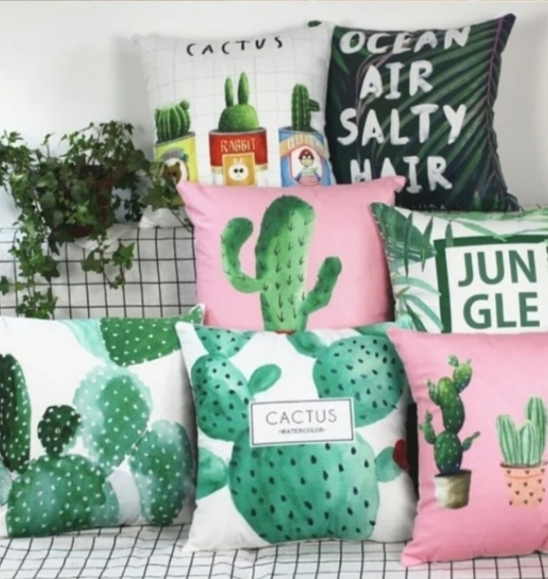 夏日清新植物抱枕