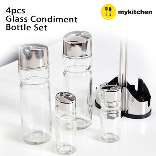 [MY KITCHEN]4 PCS Glass Condiment Bottle Set Perfect Co