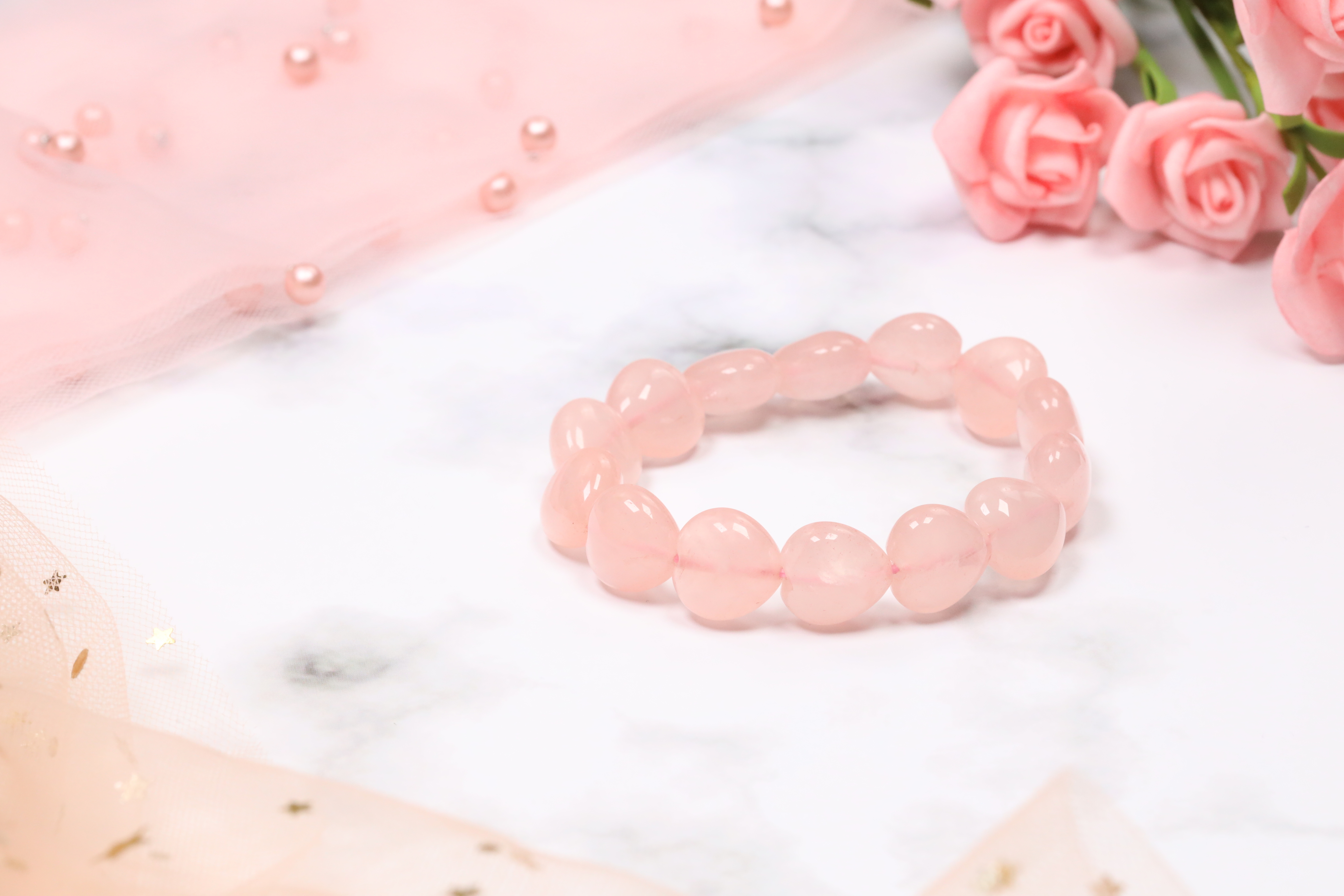 粉晶心心手串
