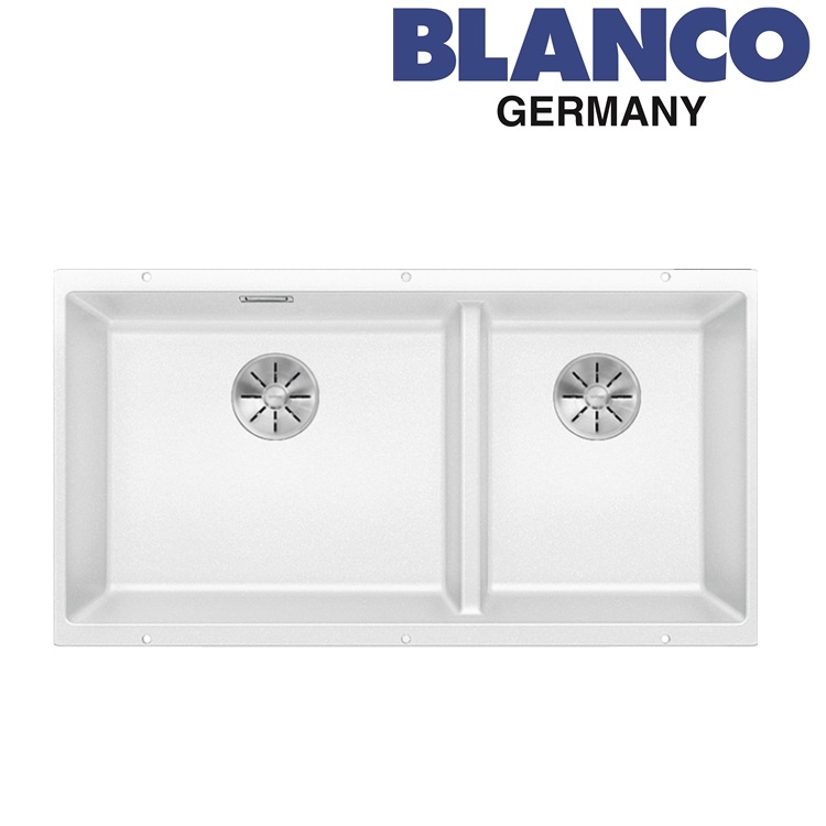 Blanco "Subline 480/320-U" 523588 Undermount Granite composite kitchen sink with Waste Kit (White)