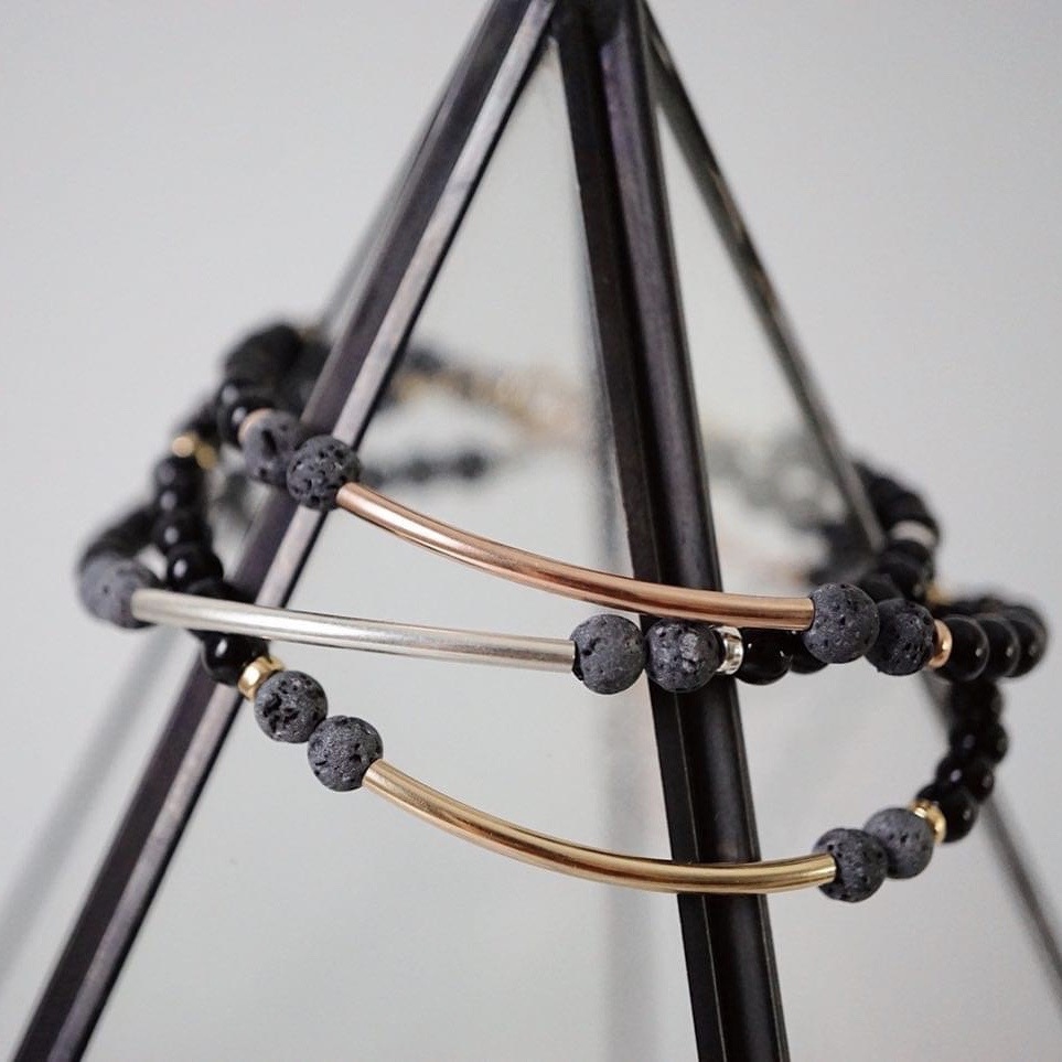 EMF系列"黑碧璽火山石"半月形香薰手鏈 | LAVA ESSENTIALS