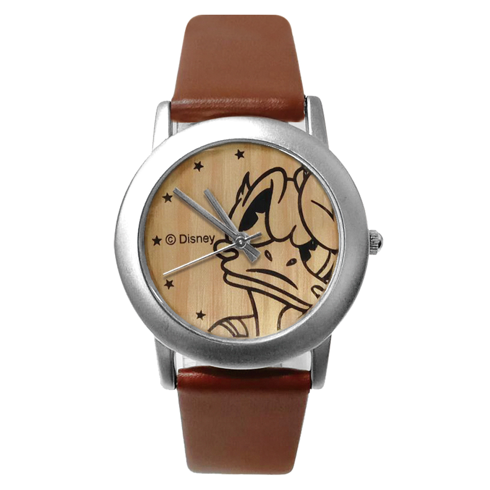 【迪士尼】木紋唐老鴨精緻皮錶
