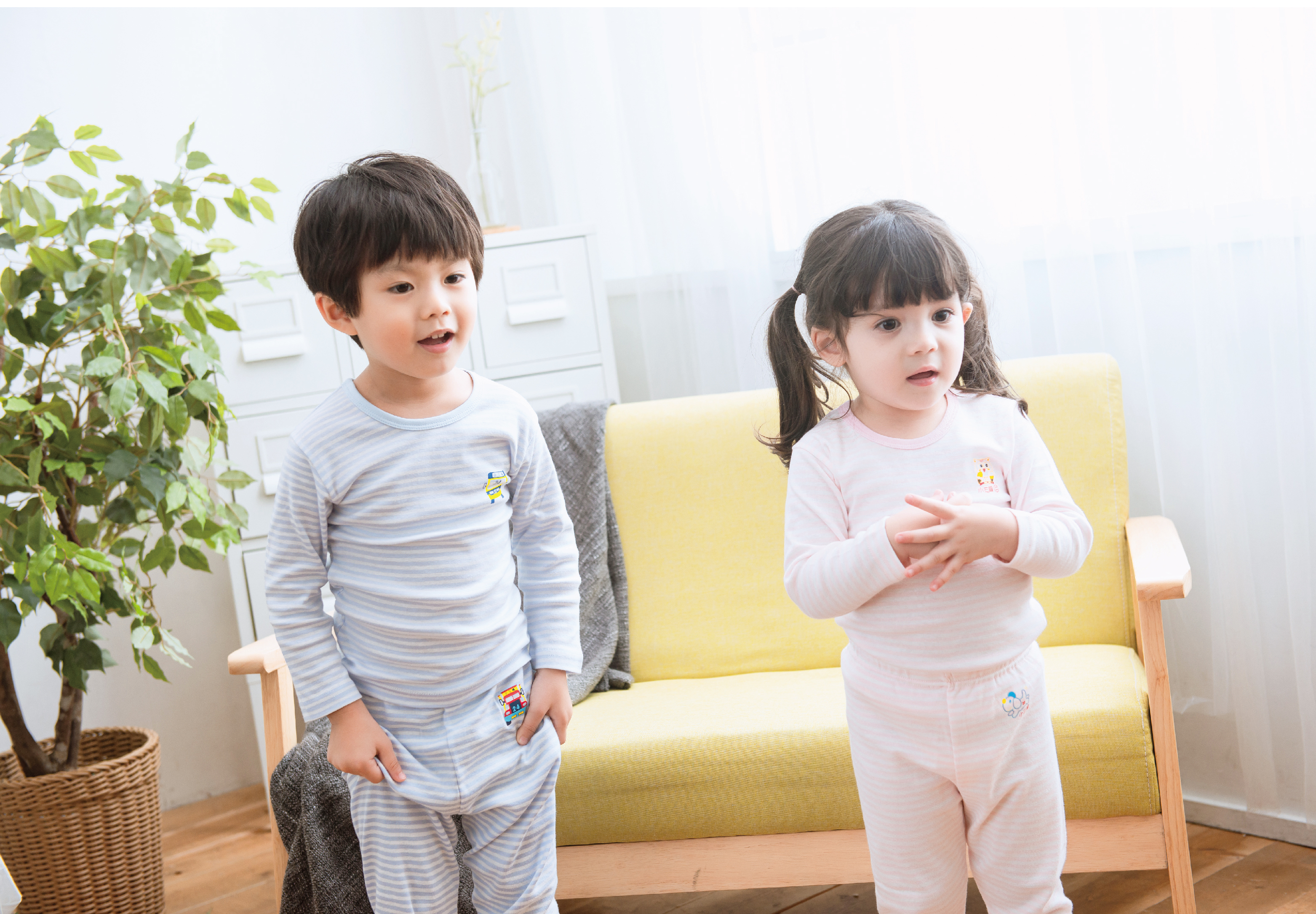 小三福 三福 100%純棉兒童羅紋包邊長袖T