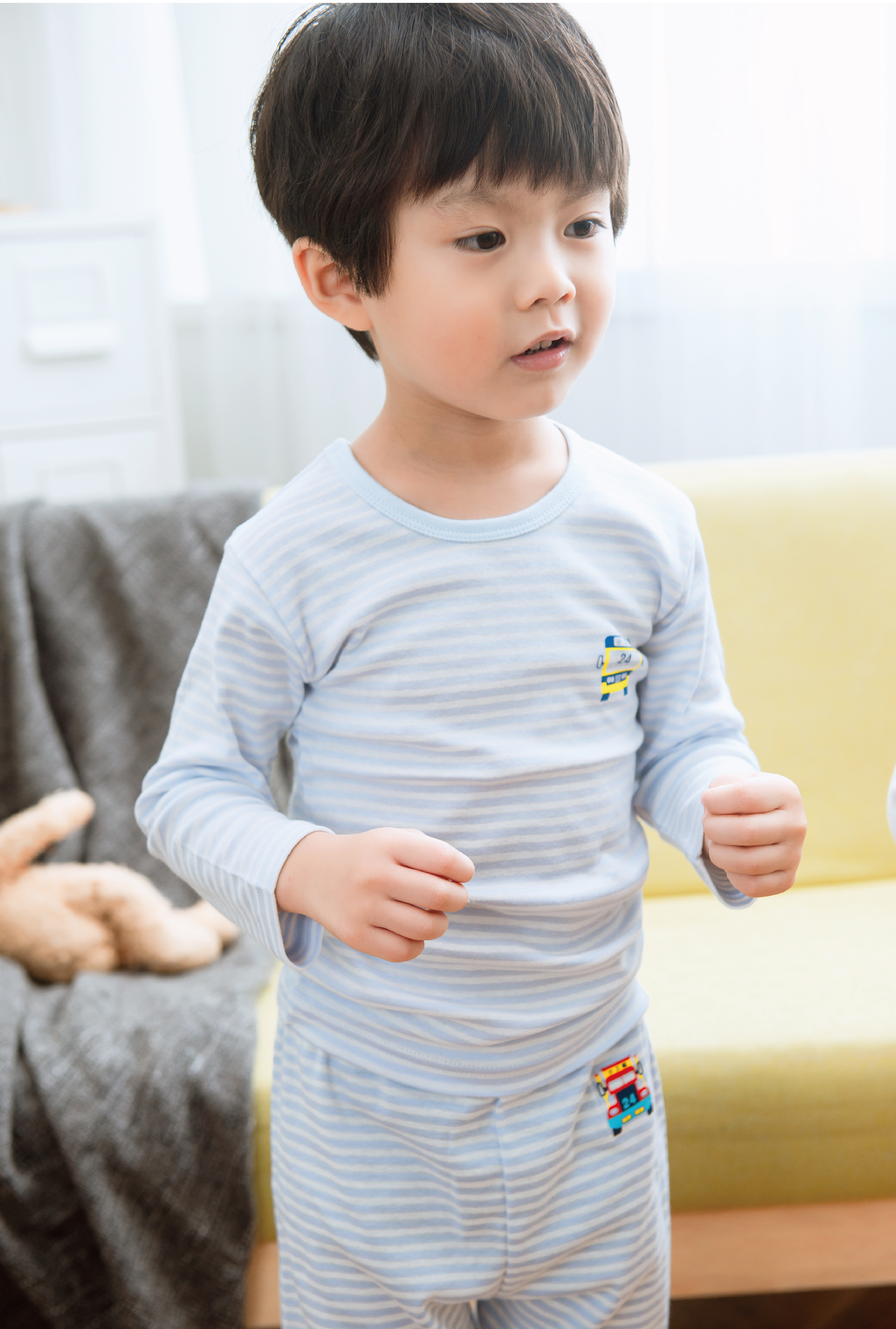 小三福 三福 100%純棉兒童羅紋包邊長袖T