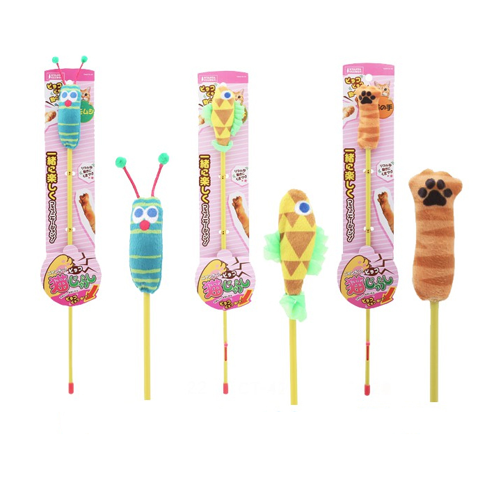 日本Marukan-MK招手逗貓棒-貓掌CT-462.毛毛蟲CT-461.魚CT-460