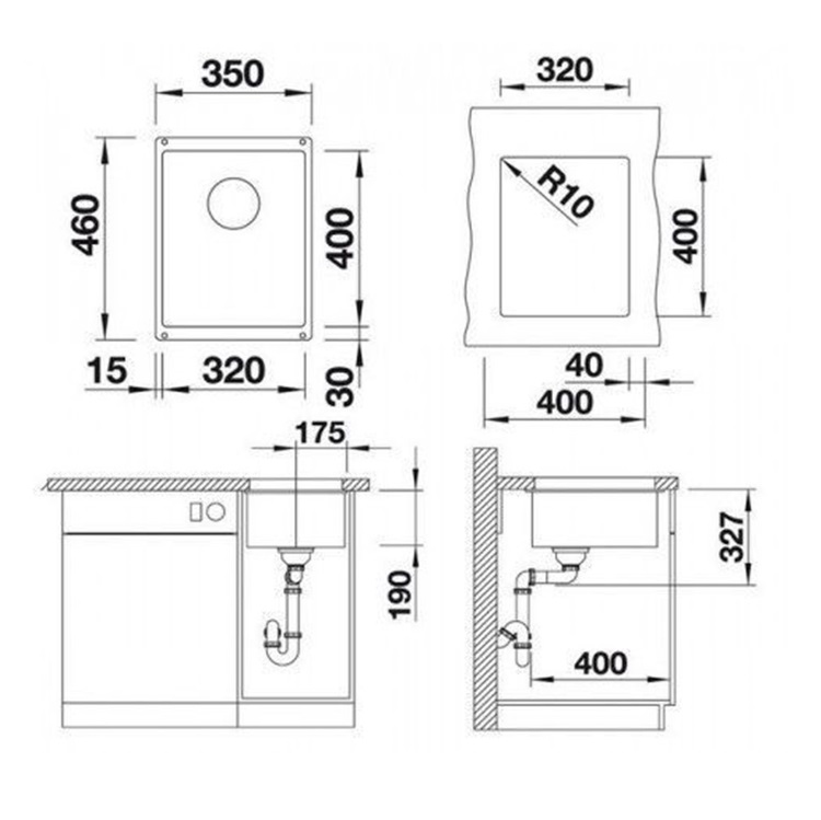 Blanco "Subline 320-U" 523406 Undermount Granite composite kitchen sink with Waste Kit (Anthracite)