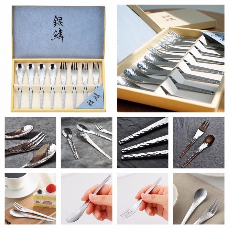 Tamahashi-銀鱗不銹鋼咖啡匙和叉套裝 日本製