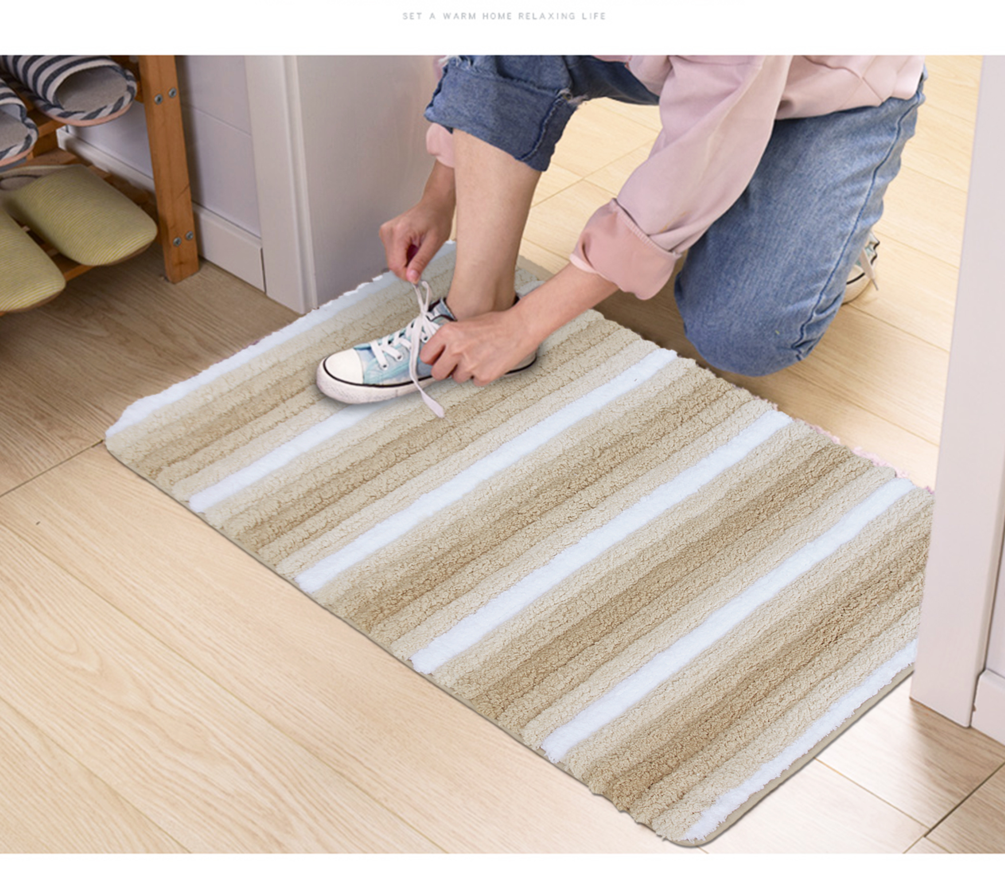 波浪型超吸水踏墊浴墊(60x90cm)_大地棕