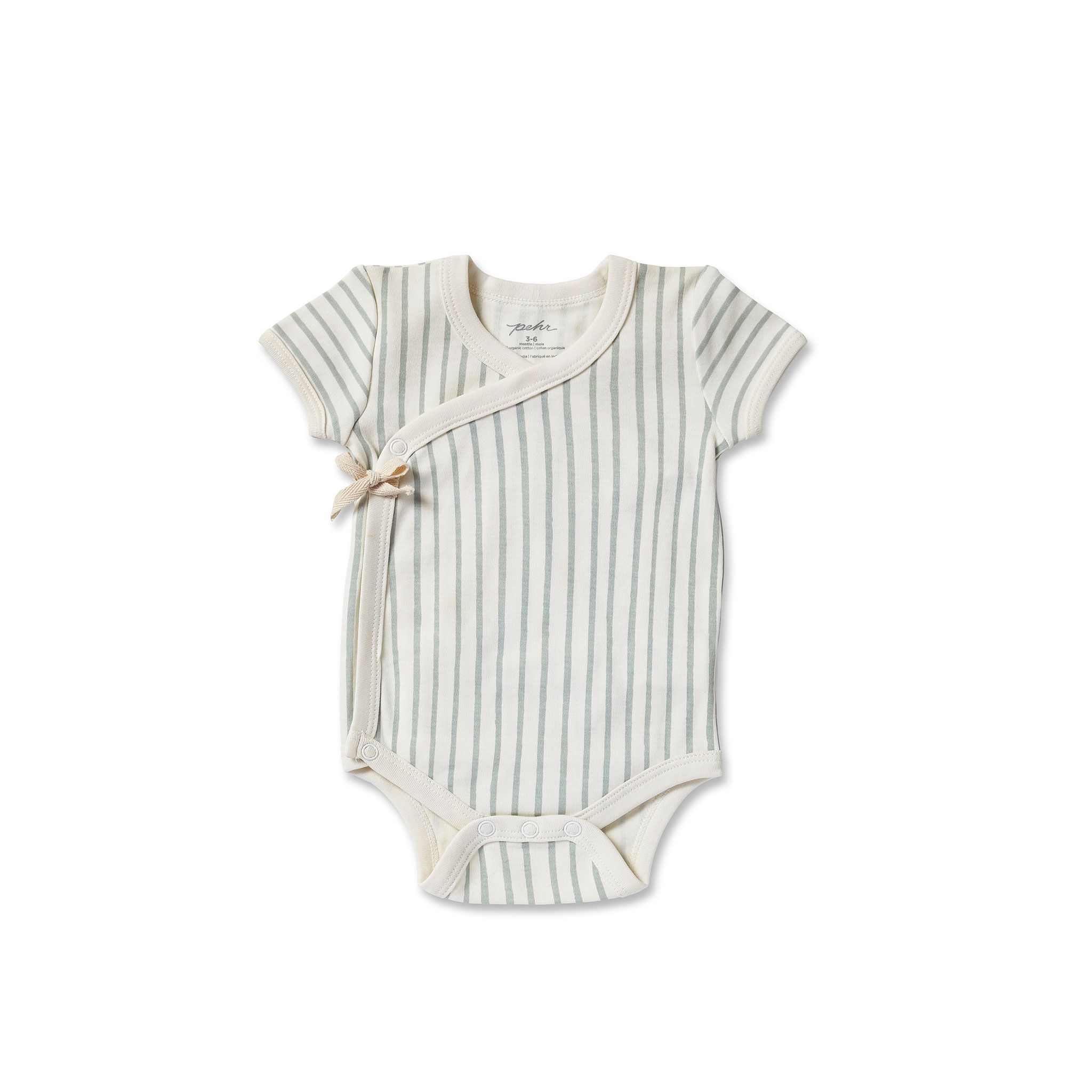 PEHR - 有機棉質短袖條紋包屁衣 Kimono（SEA）