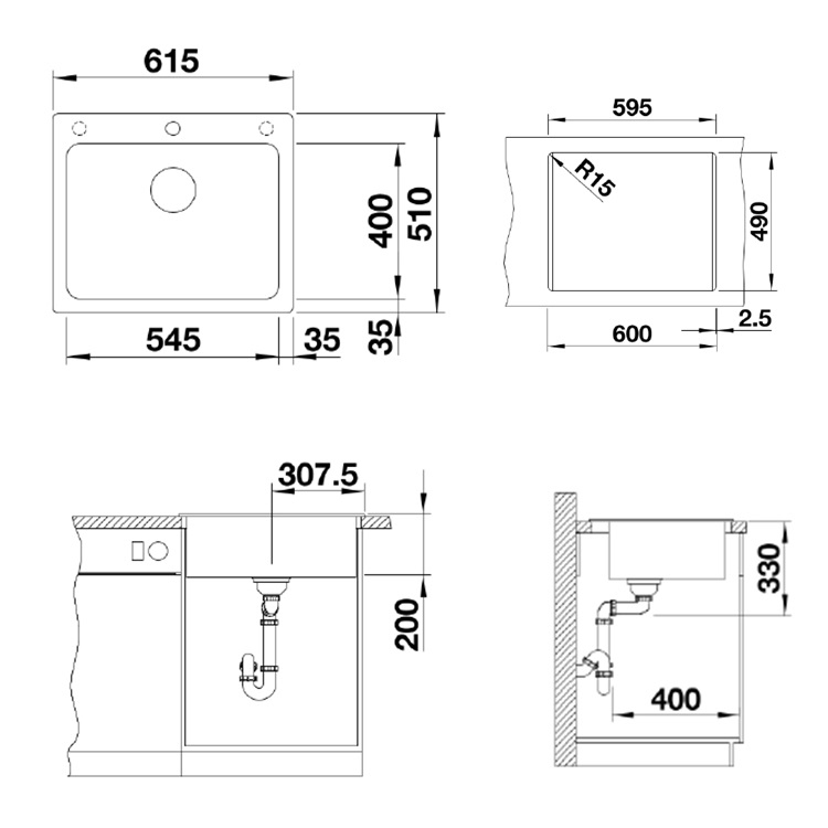 Blanco "Naya 6" 519641 Countertop Granite composite kitchen sink with Waste Kit (White)