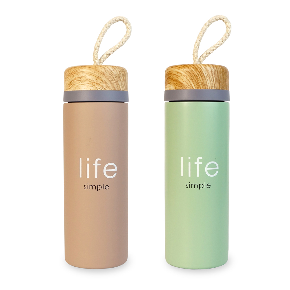 簡單生活木紋不鏽鋼保溫瓶 280ML