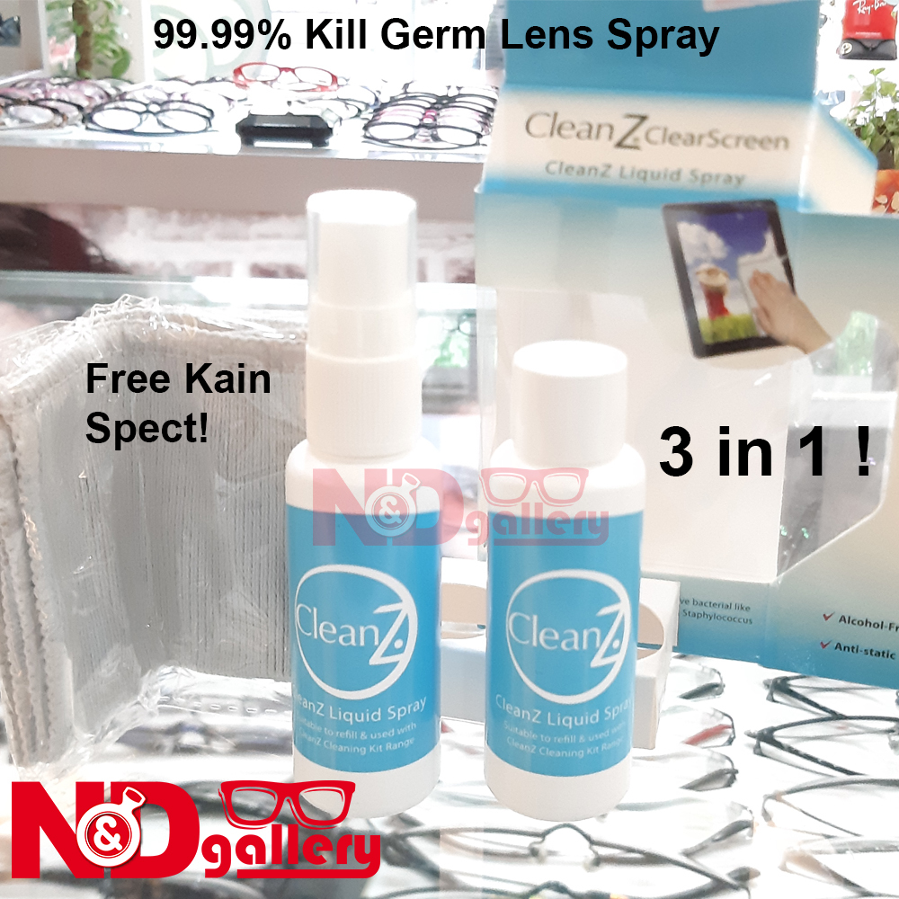 CleanZ  Anti Bacterial Lens Spray 3 In 1 ( 1 Set 1+1 Plus Microfiber Cloth)
