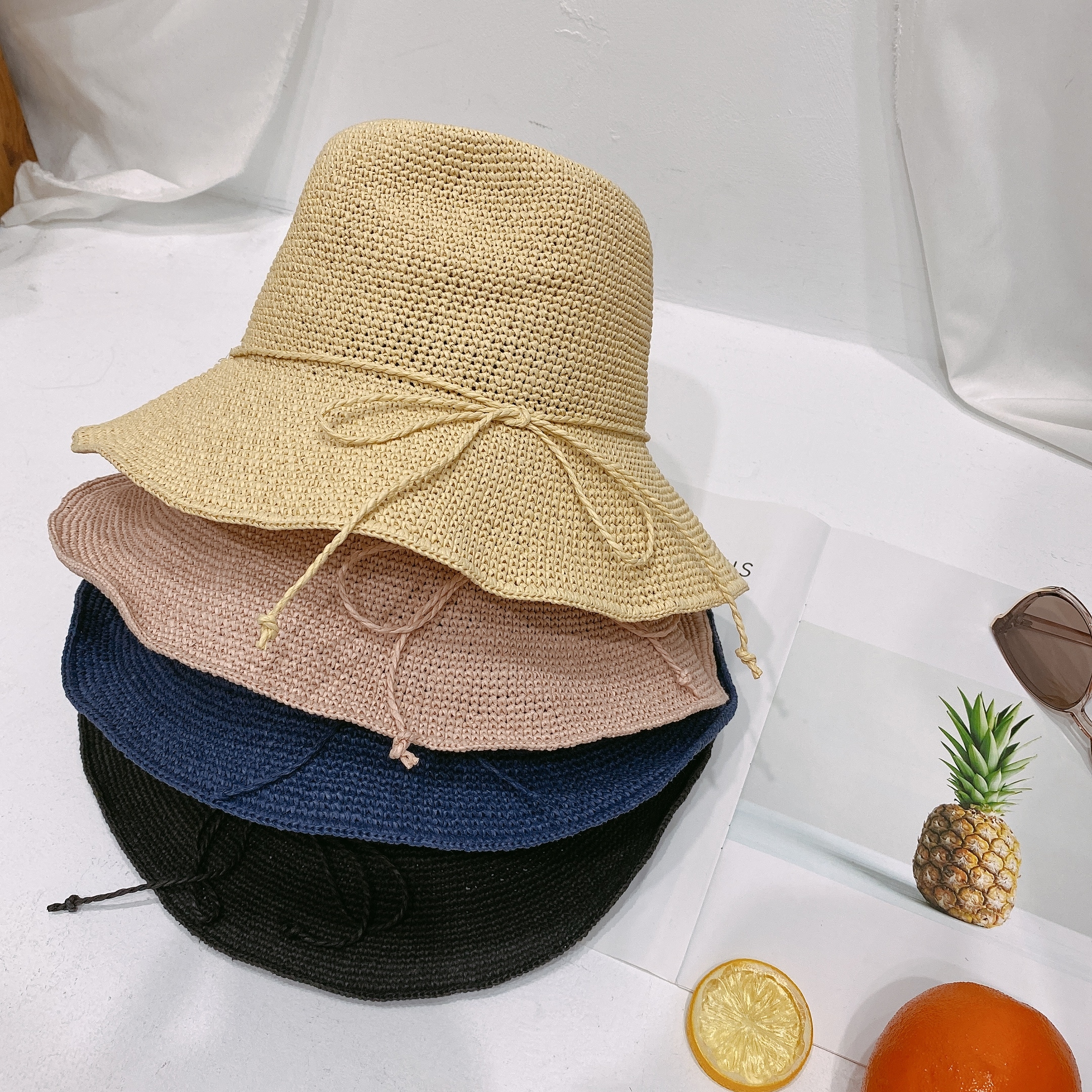 漁夫帽型草帽/五色 咖啡色斷貨