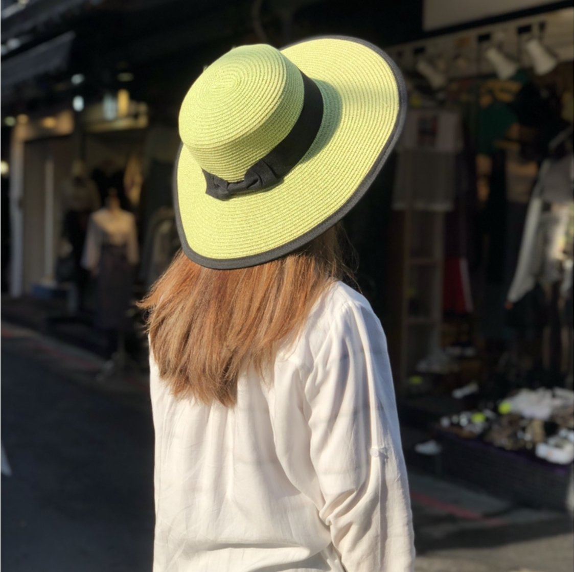 平頂黑邊草帽/三色