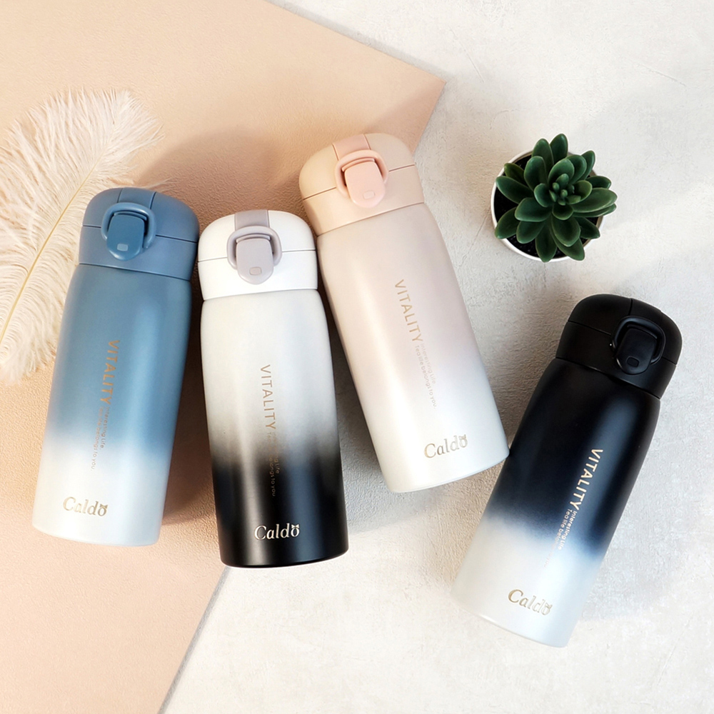 午後漸層彈蓋不鏽鋼保溫瓶 380ML