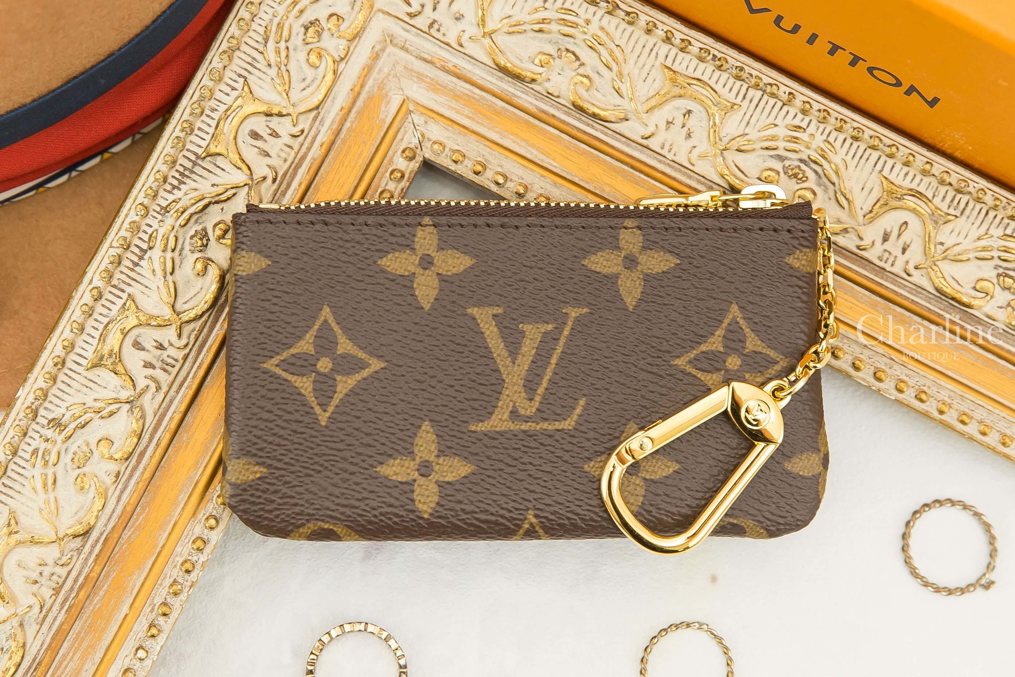 Louis Vuitton Key Pouch 咖啡色老花金釦鑰匙零錢包-Charline Boutique 精品代購