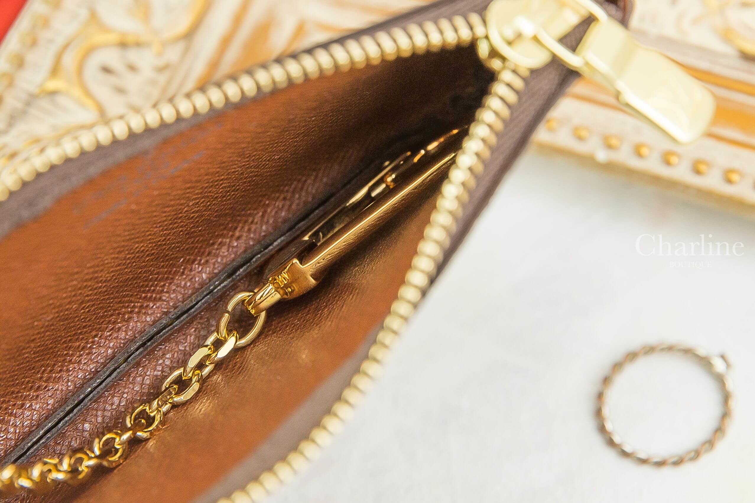 Louis Vuitton Key Pouch 咖啡色老花金釦鑰匙零錢包-Charline Boutique 精品代購