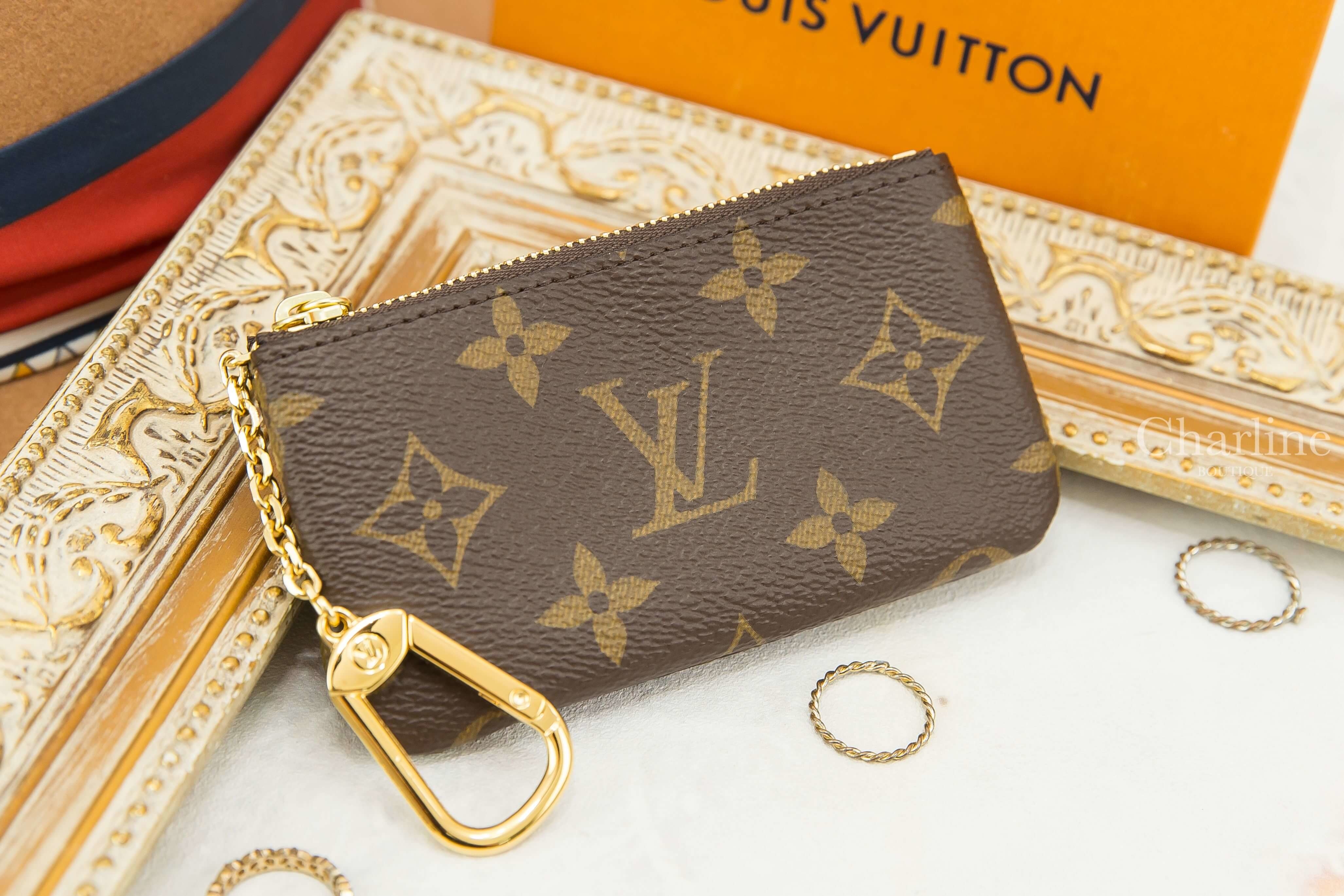 Louis Vuitton Key Pouch 咖啡色老花金釦鑰匙零錢包-Charline Boutique 精品代購