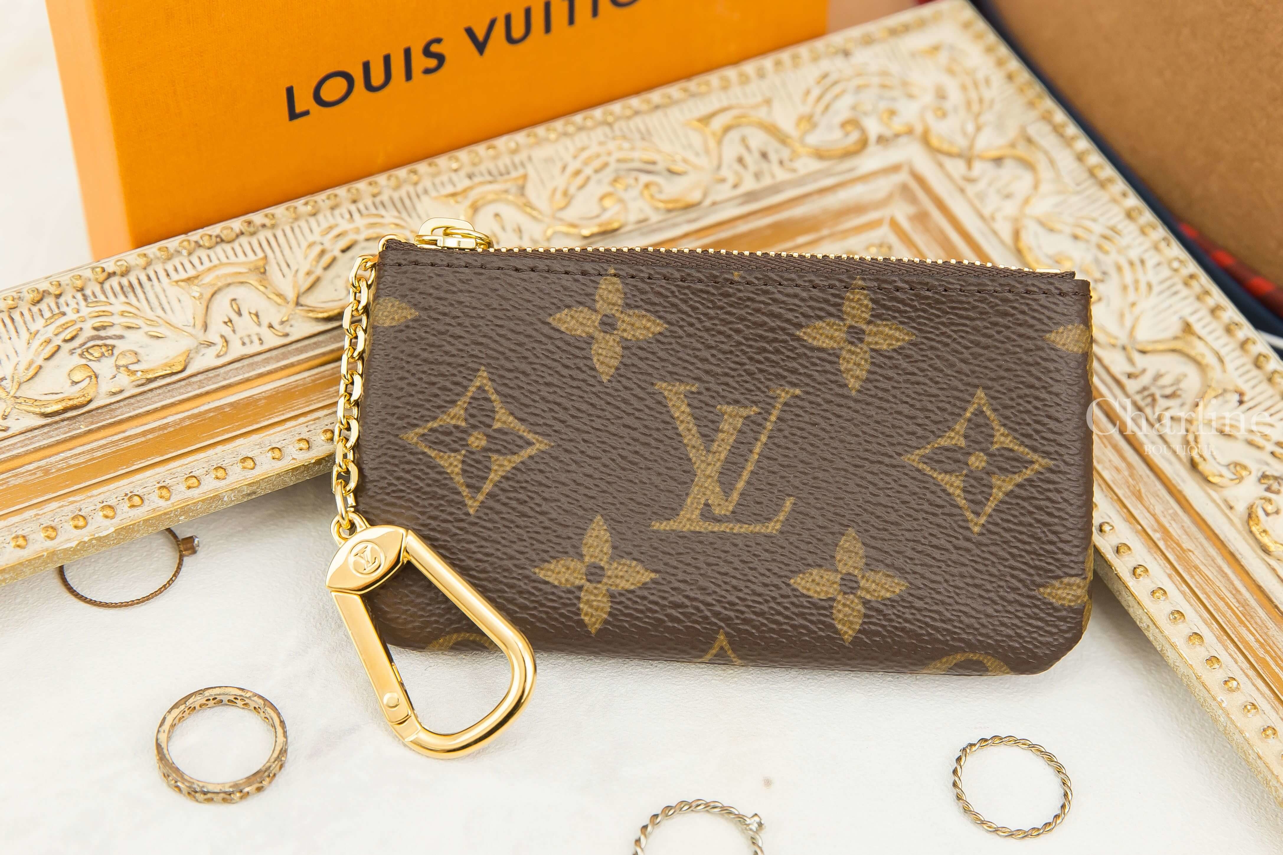 Louis Vuitton Key Pouch 咖啡色老花金釦鑰匙零錢包-Charline Boutique 精品代購