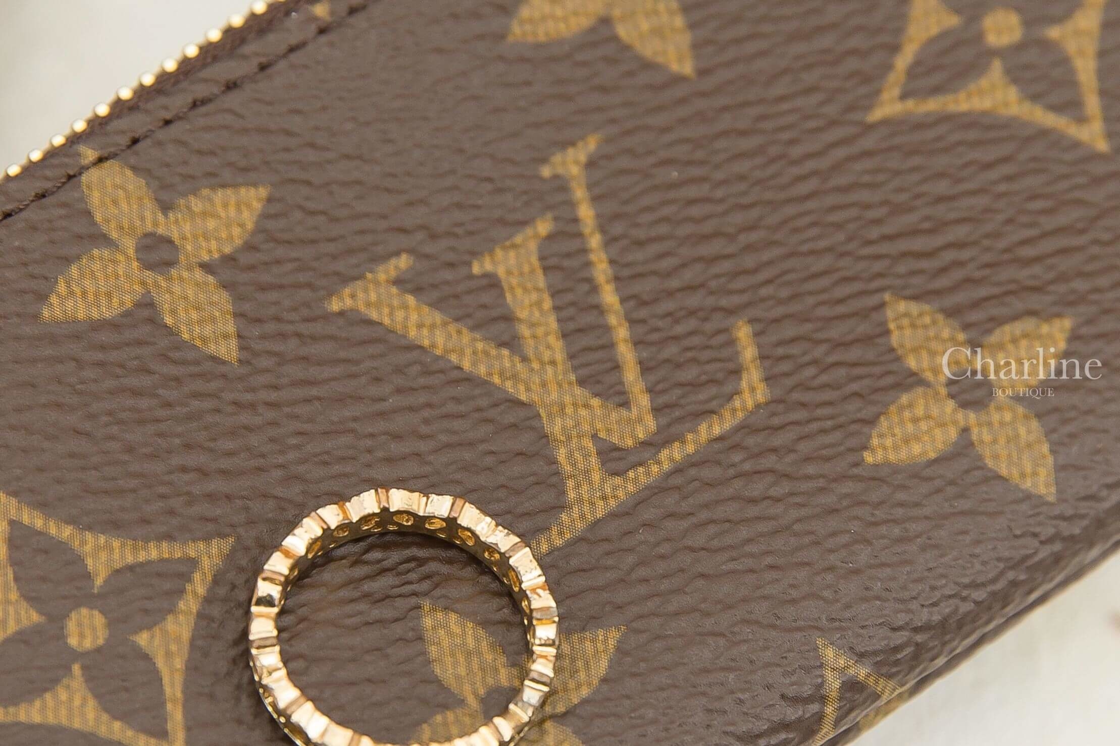 Louis Vuitton Key Pouch 咖啡色老花金釦鑰匙零錢包