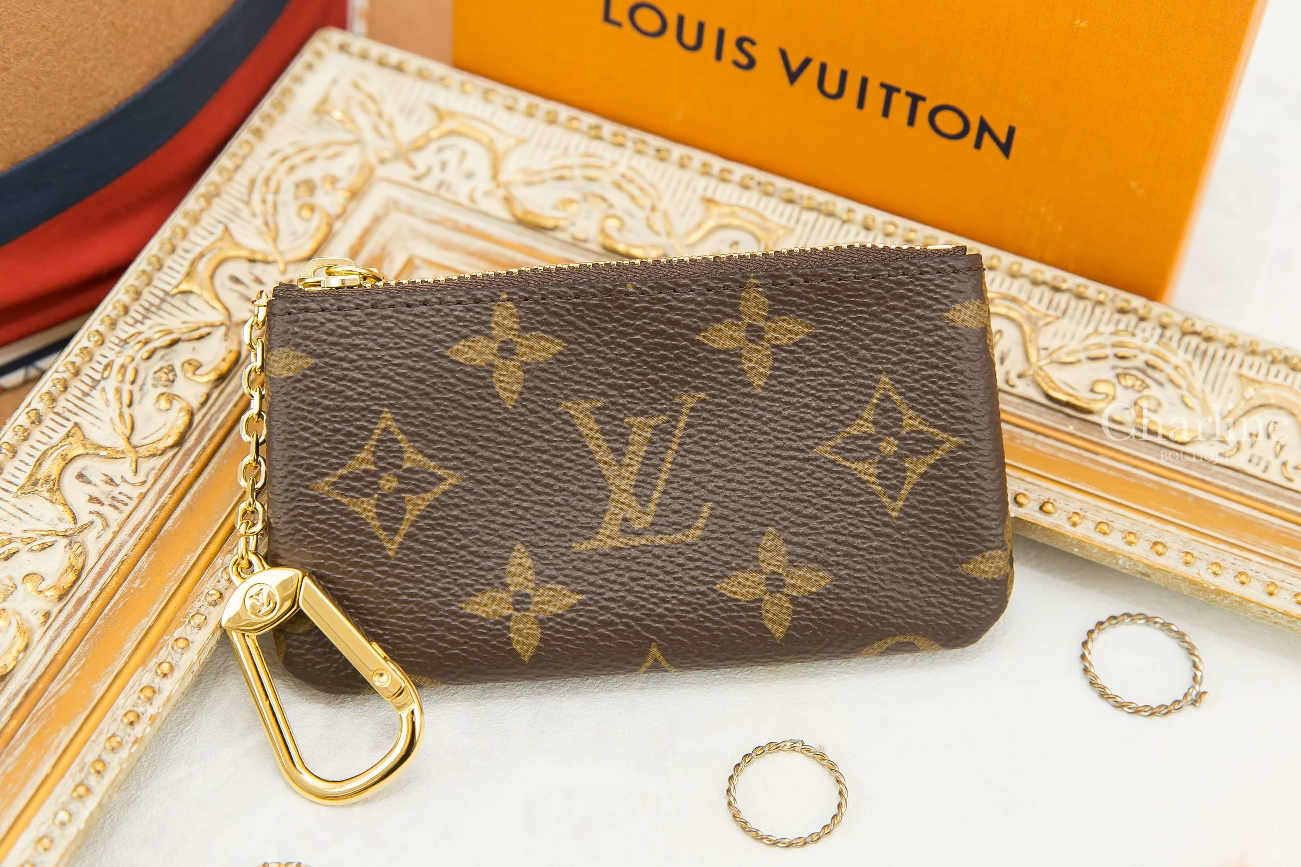 Louis Vuitton Key Pouch 咖啡色老花金釦鑰匙零錢包