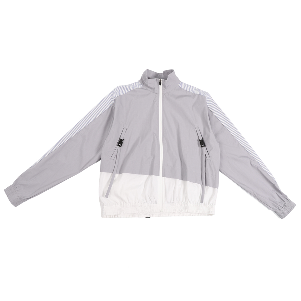 雙層高領夾克 - 淺灰