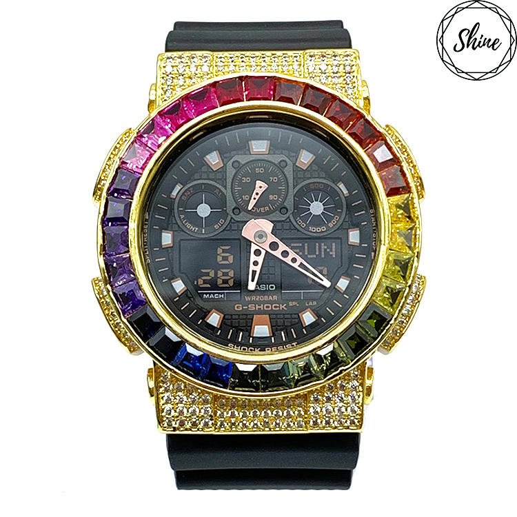 金色 改裝手錶 GA-100GBX-1A4 - 彩虹