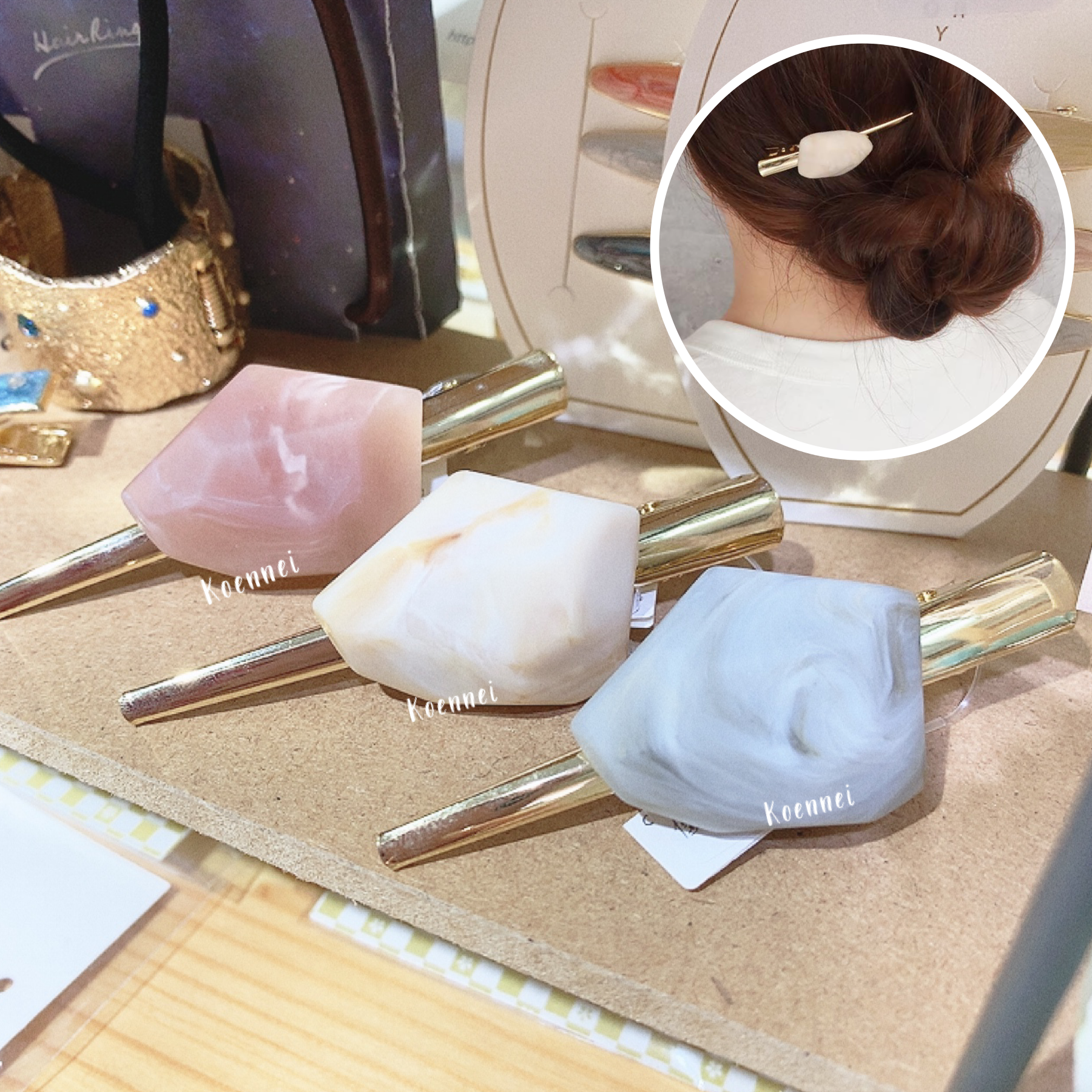 日本雲石風長髮夾