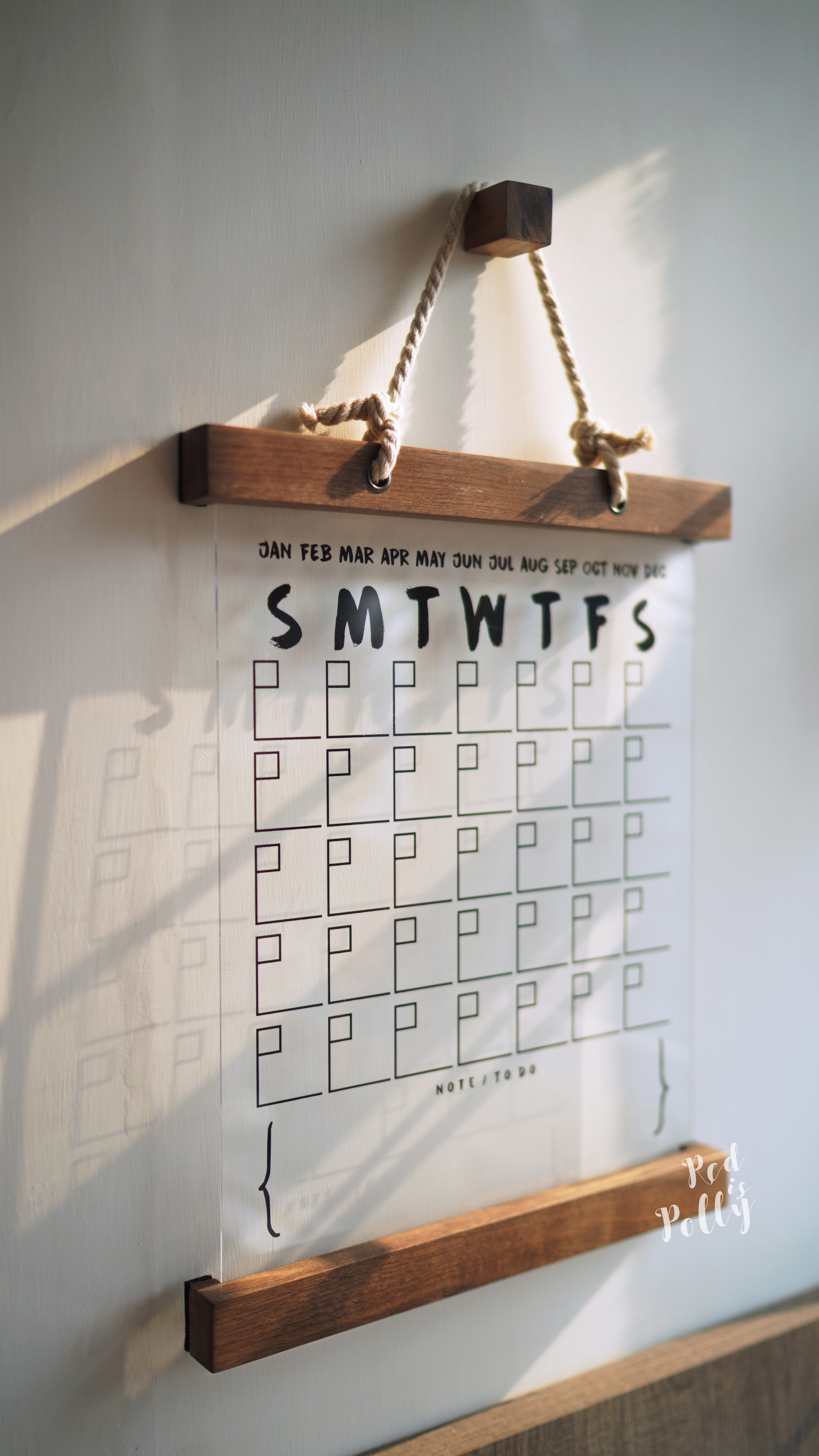 黑色亞加力月曆(免釘牆版)