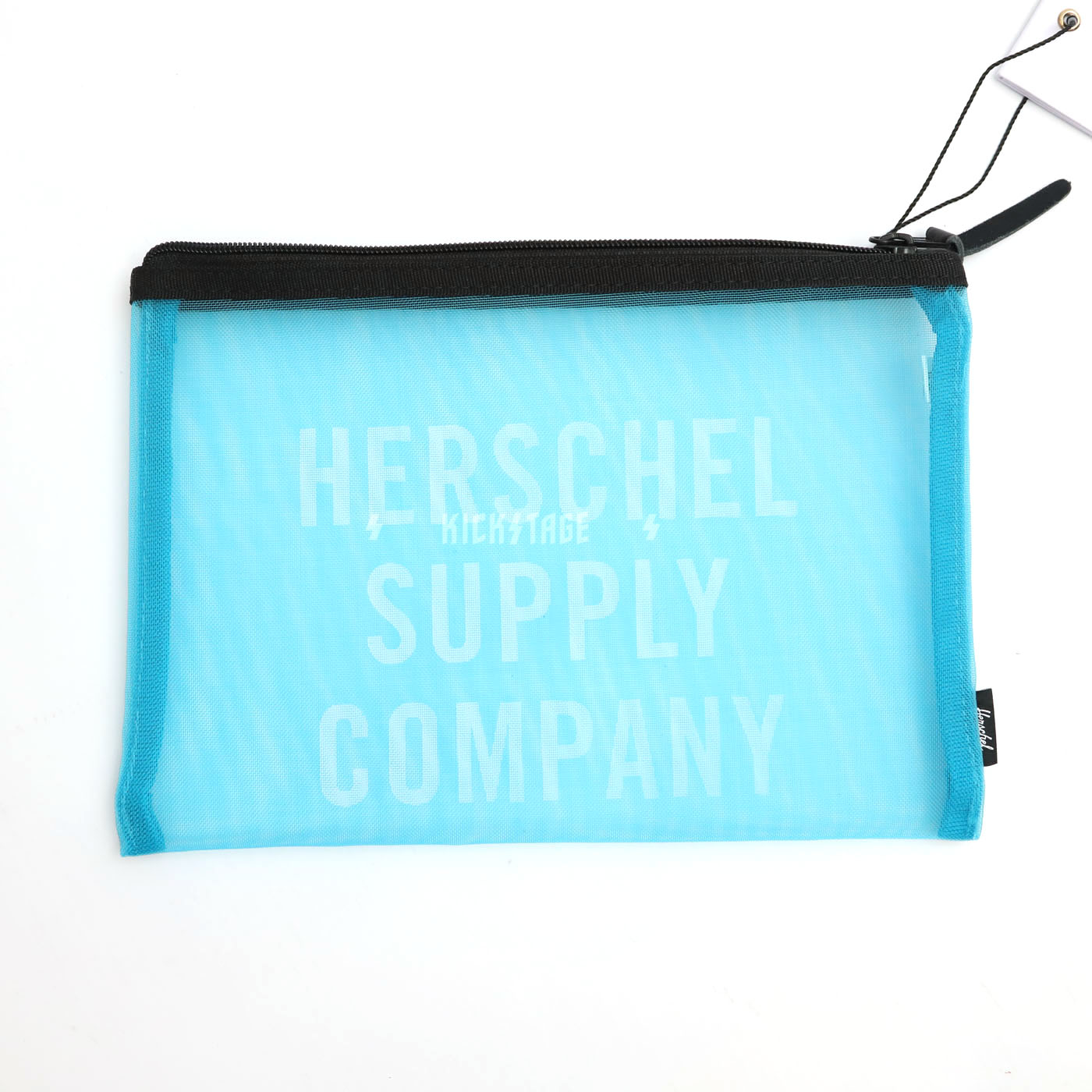 【6折】Herschel Network Large Metallic 水藍 網狀文件袋 拉鍊 收納袋【10163-01604】