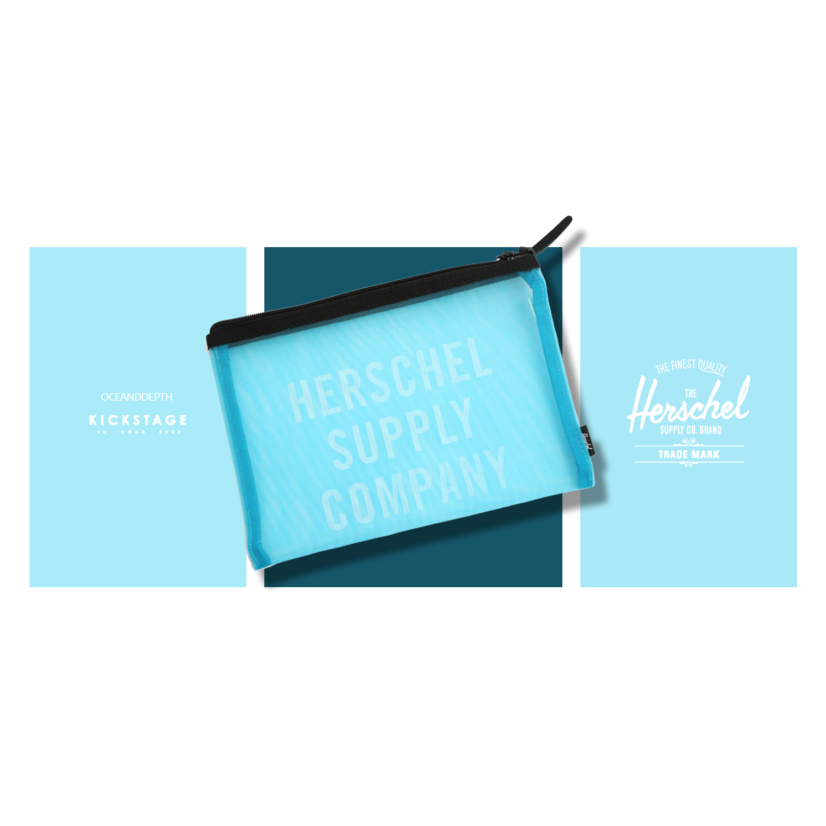 【6折】Herschel Network Large Metallic 水藍 網狀文件袋 拉鍊 收納袋【10163-01604】