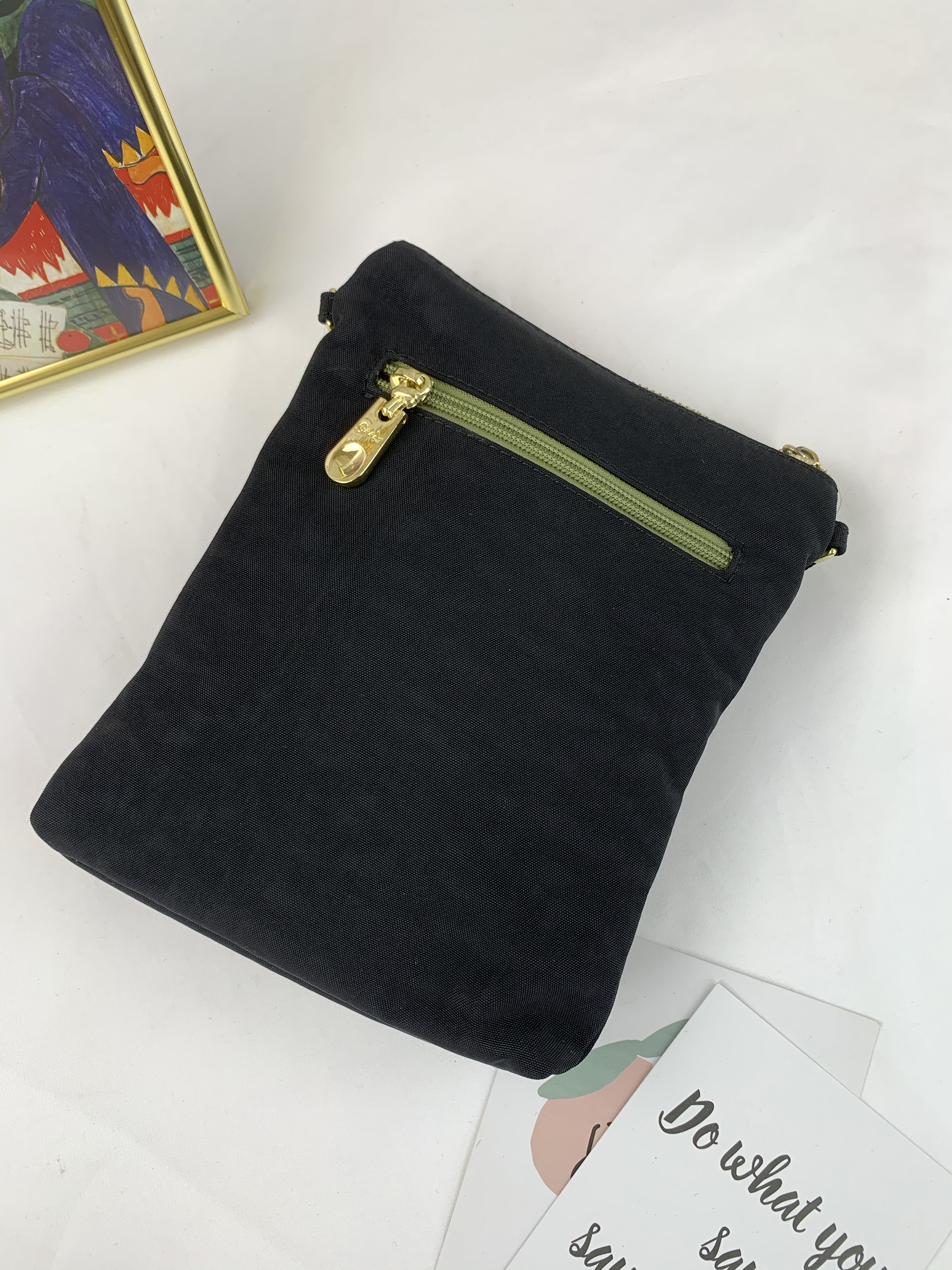 GOODS 黑綠拼色 單層手機側背包  #2231