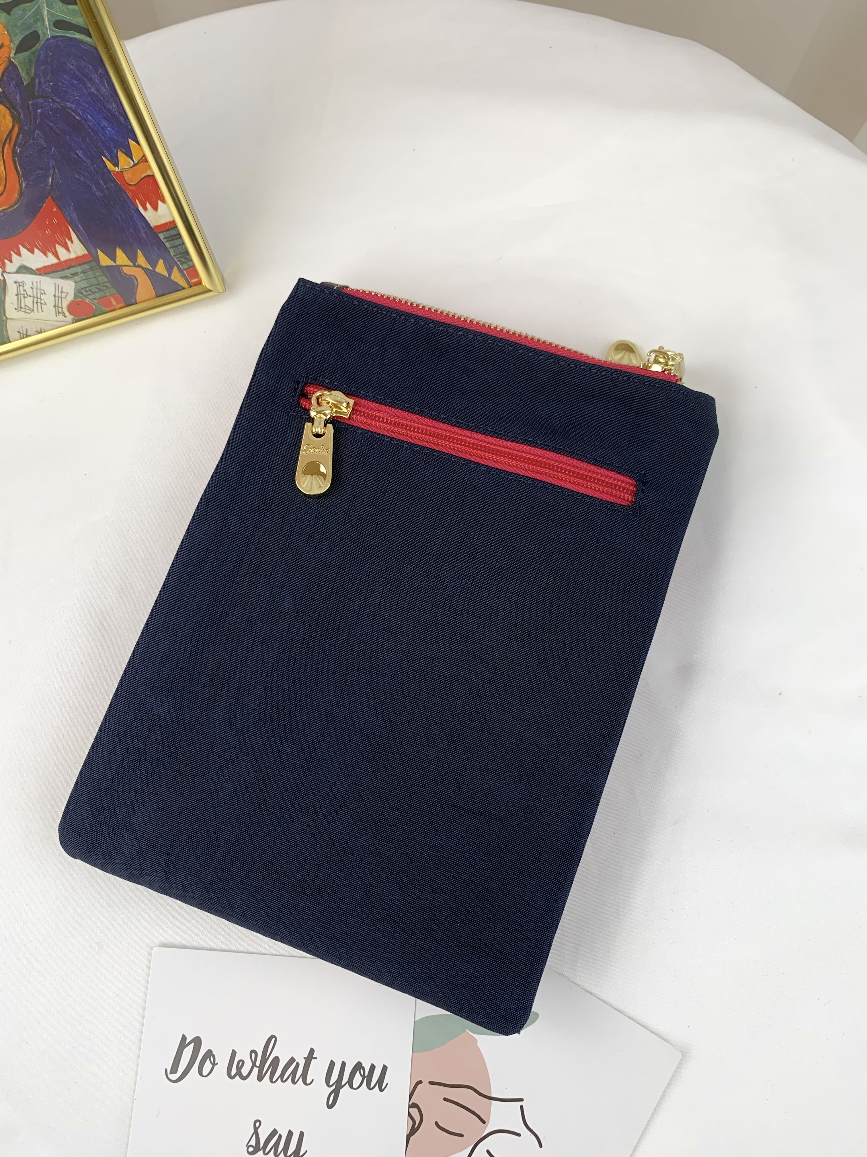 GOODS 藍粉拼色 雙層手機側背包  #2505-1