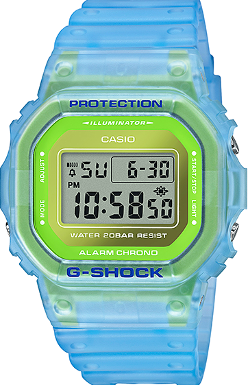 萬年鐘錶 - G-SHOCK   半透明螢光防震電子錶  DW-5600LS-2