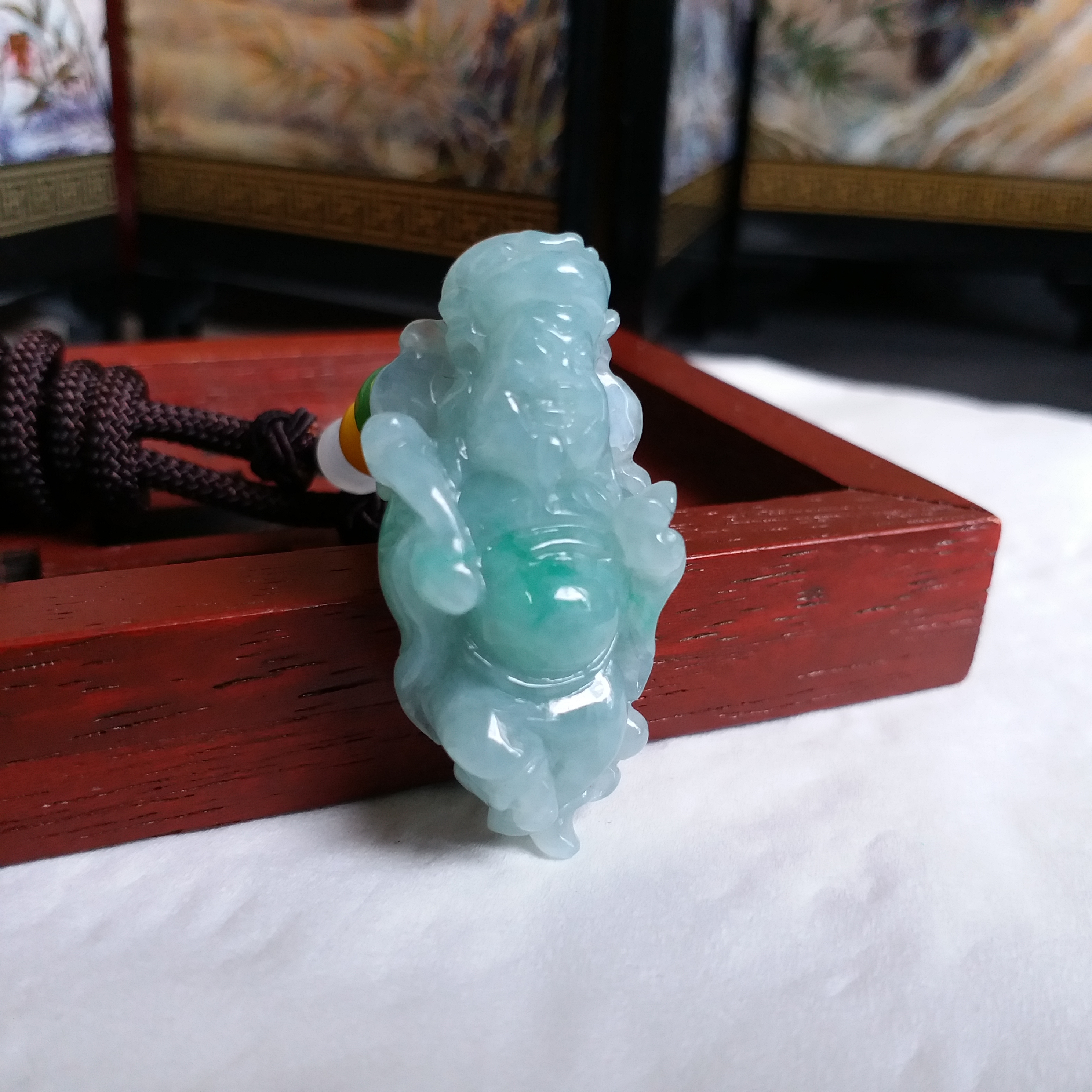 冰飄陽綠財神掛件, 天然翡翠A玉, 緬甸玉, Jade, Jadeite