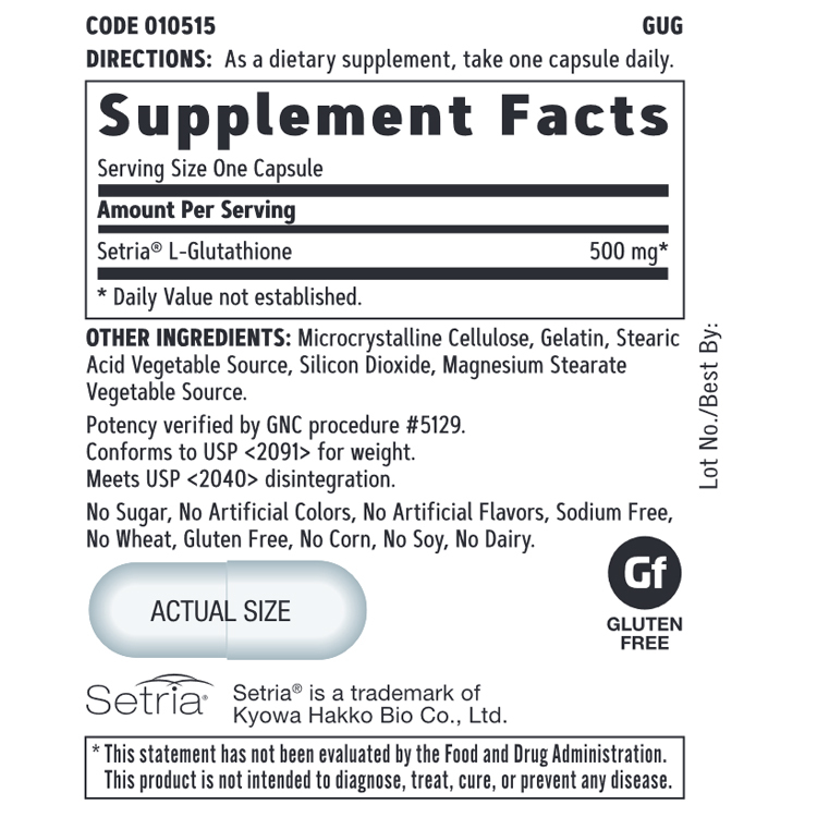 glutathione gnc hk GNC, Glutathione 500 mg, 60 Capsules in HK|RealDeal.hk