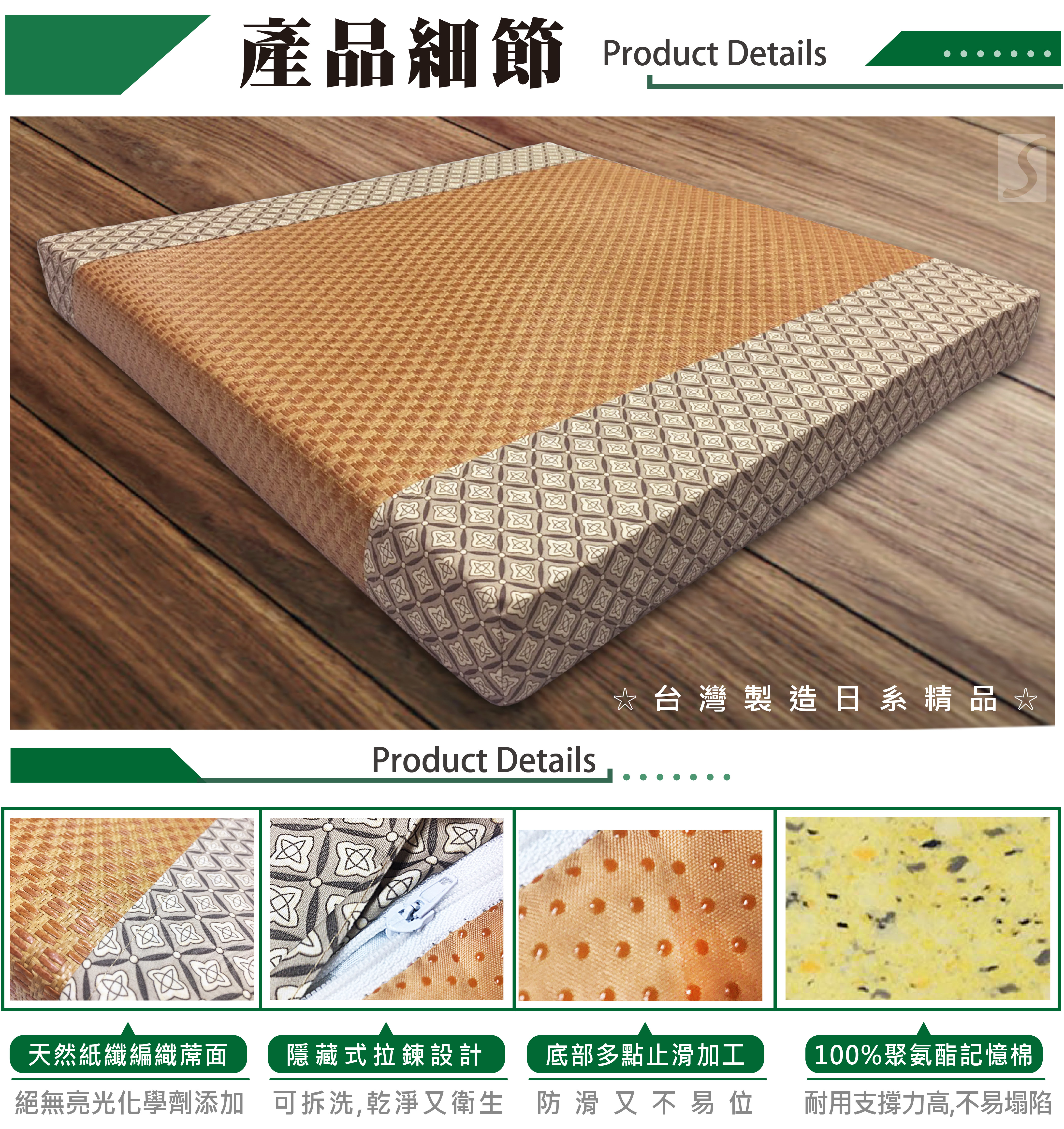 輕井紙纖記憶型立體坐墊(50x50x5cm)(54x56x5cm)